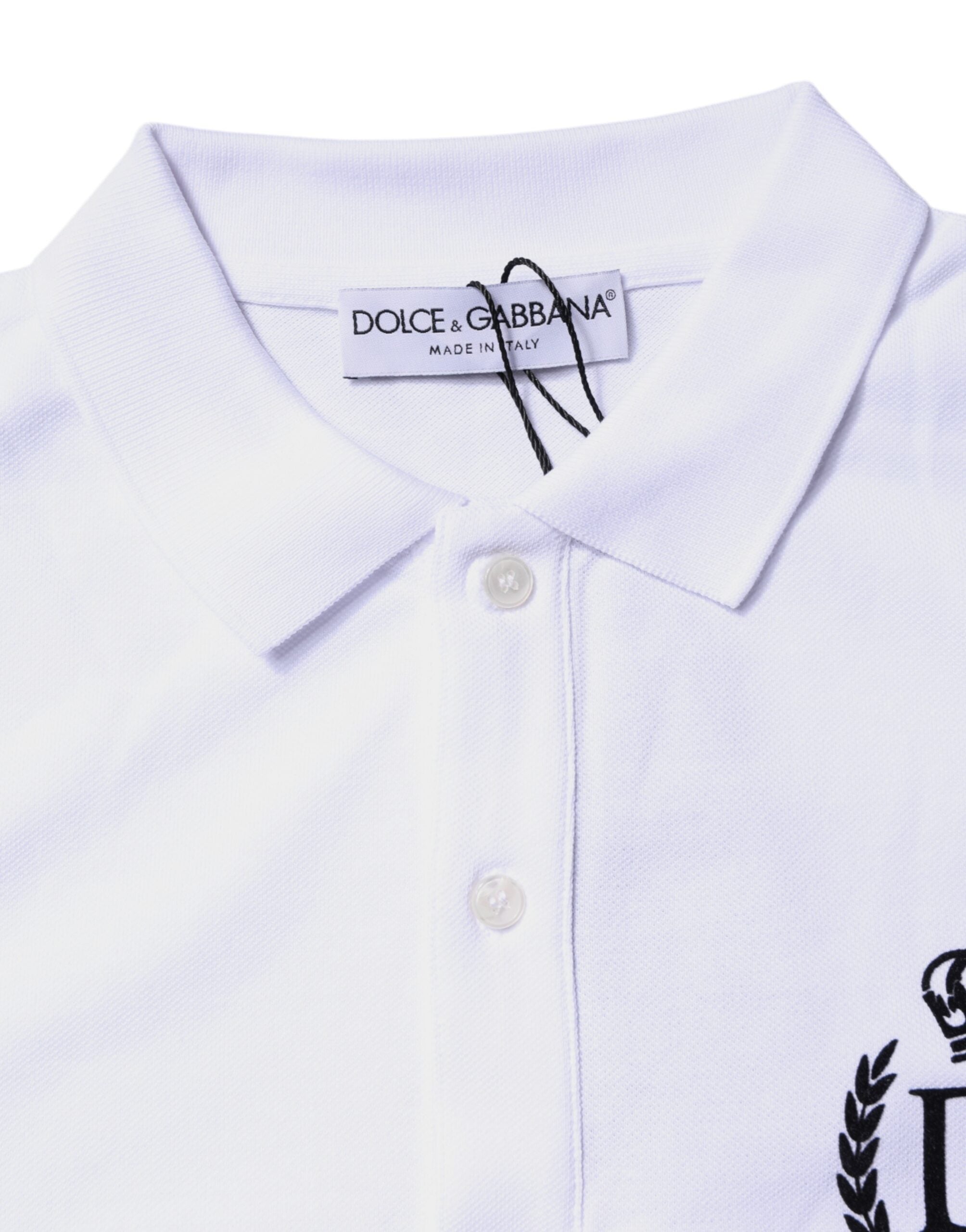 Dolce & Gabbana Weißes Baumwollkragen-Polo-T-Shirt für Männer