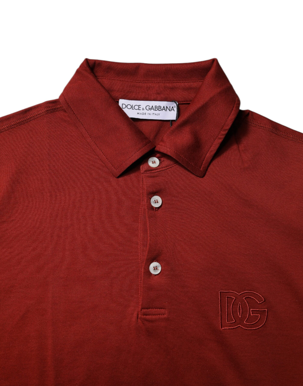 Dolce & Gabbana Rotes Baumwoll-Polo-T-Shirt mit DG-Logo und Kragen