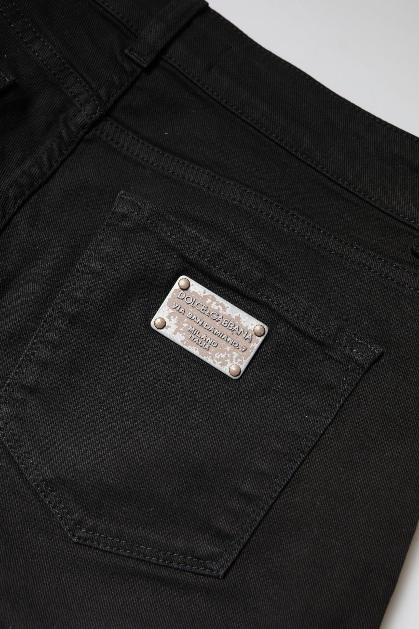 Dolce & Gabbana Schwarze Skinny Denim-Jeans mit hoher Taille aus Baumwolle