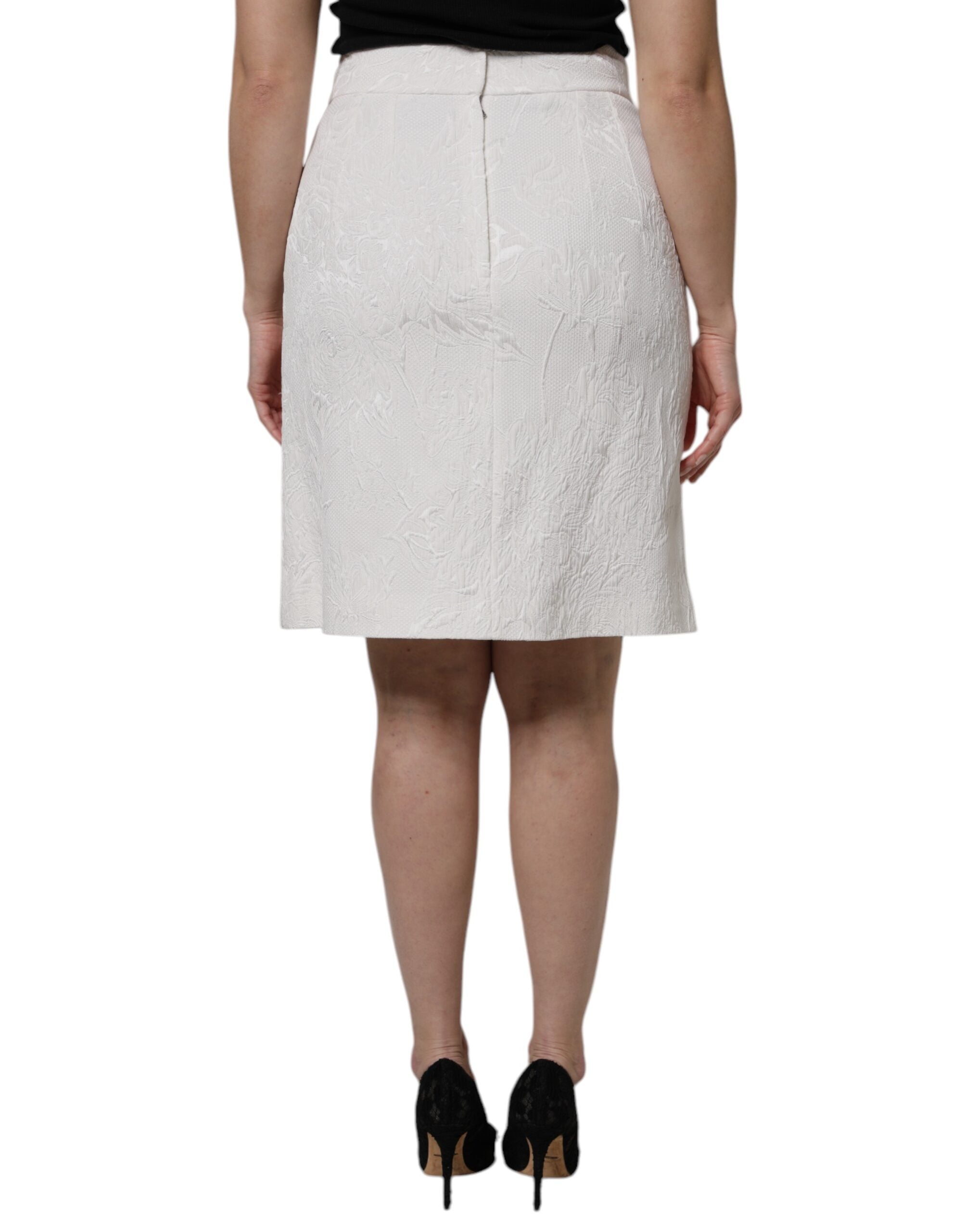 Dolce & Gabbana Weißer knielanger Bleistiftrock mit hoher Taille