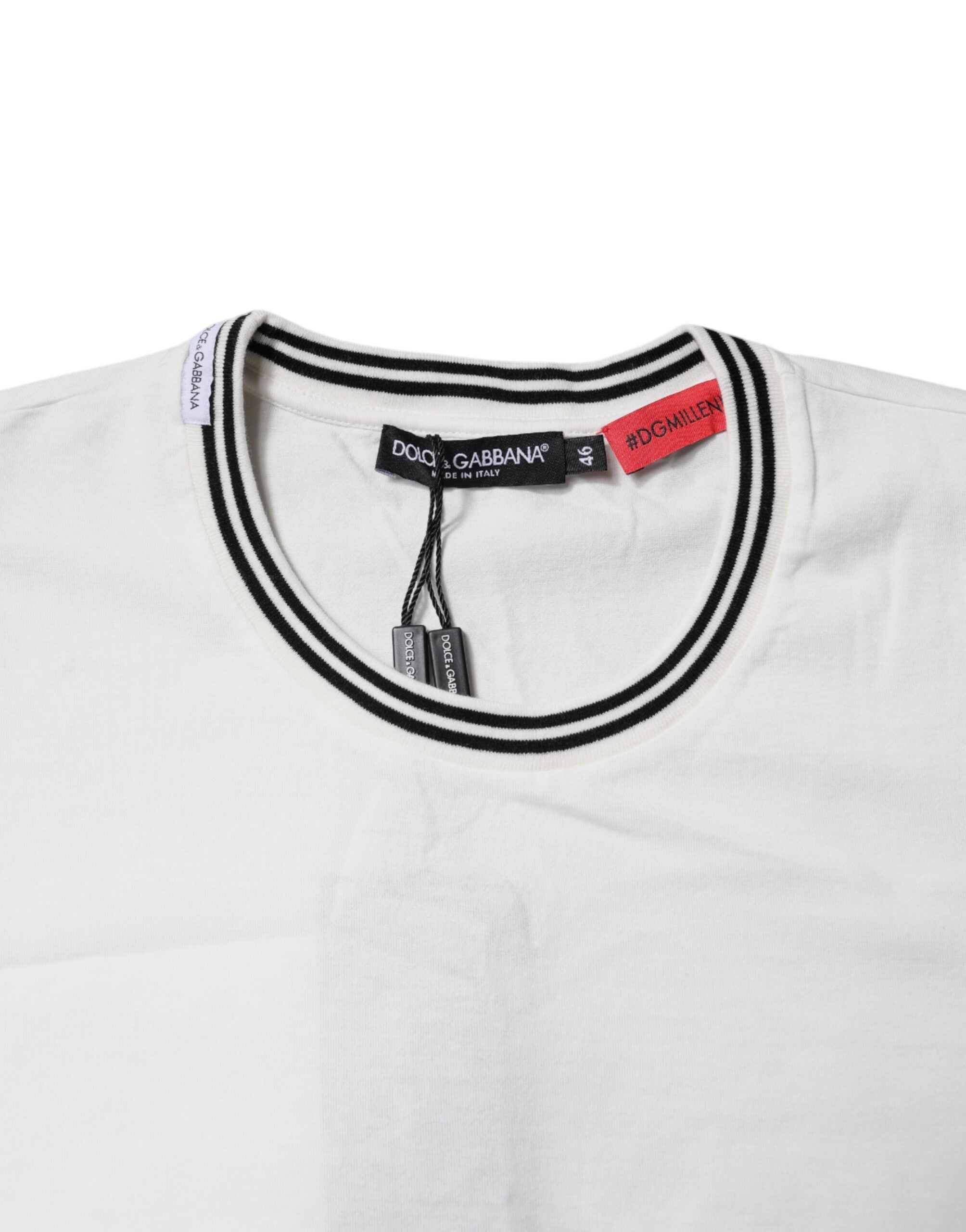 Dolce & Gabbana Weißes #DGMillennials Baumwoll-T-Shirt mit Rundhalsausschnitt