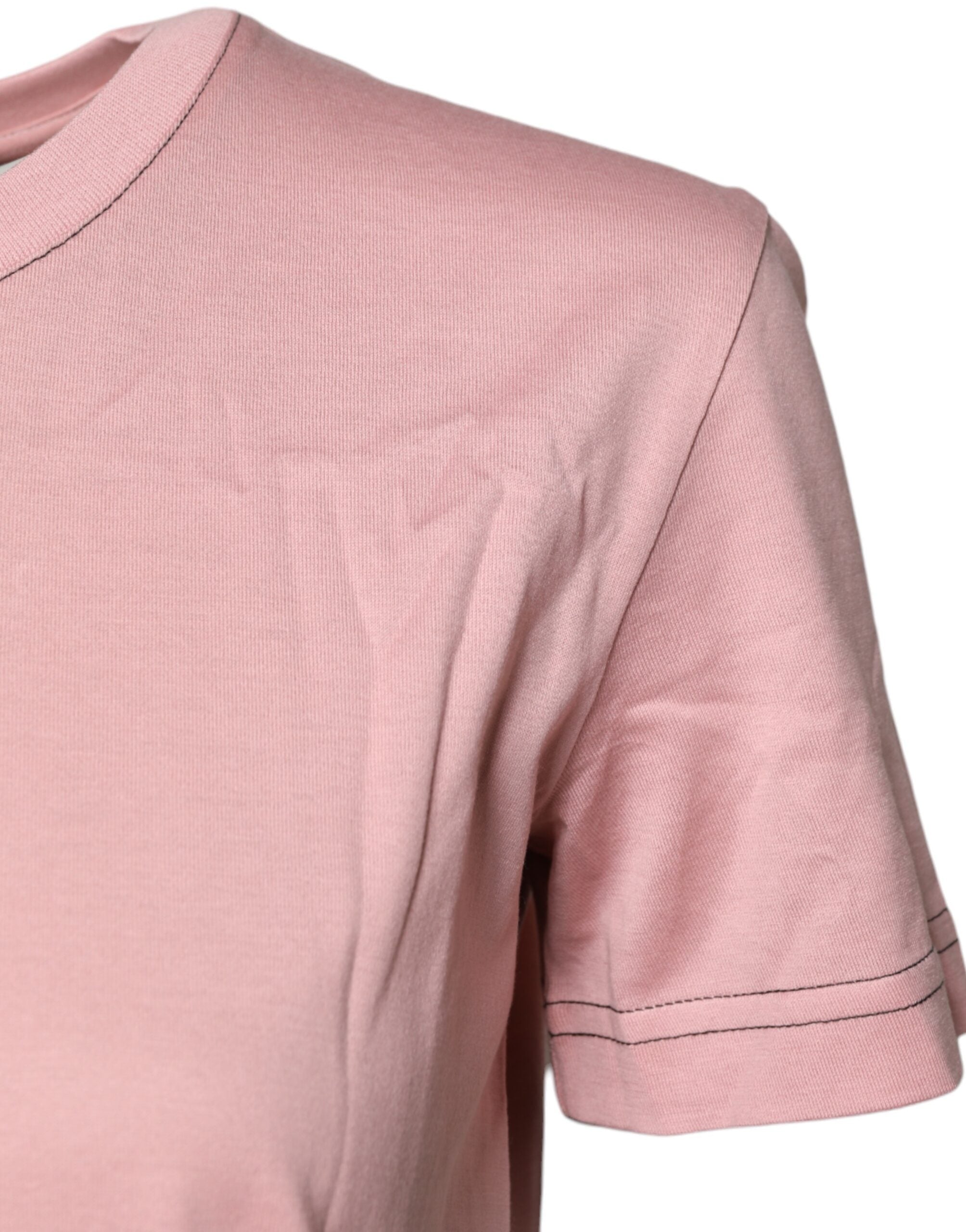Dolce & Gabbana Rosa T-Shirt mit Rundhalsausschnitt und Logodruck aus Baumwolle