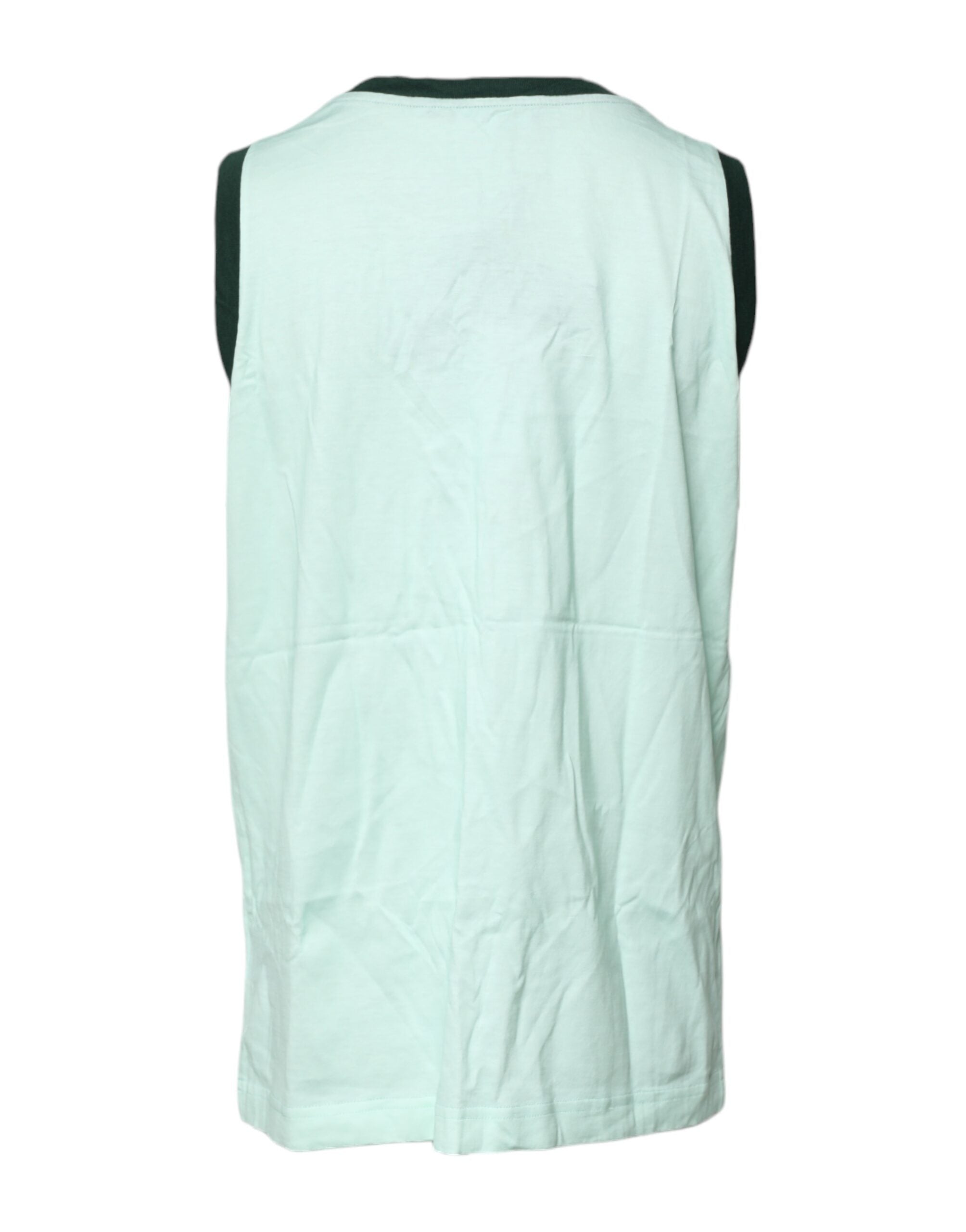 Dolce & Gabbana Hellgrünes ärmelloses Tank-T-Shirt mit Grafikdruck