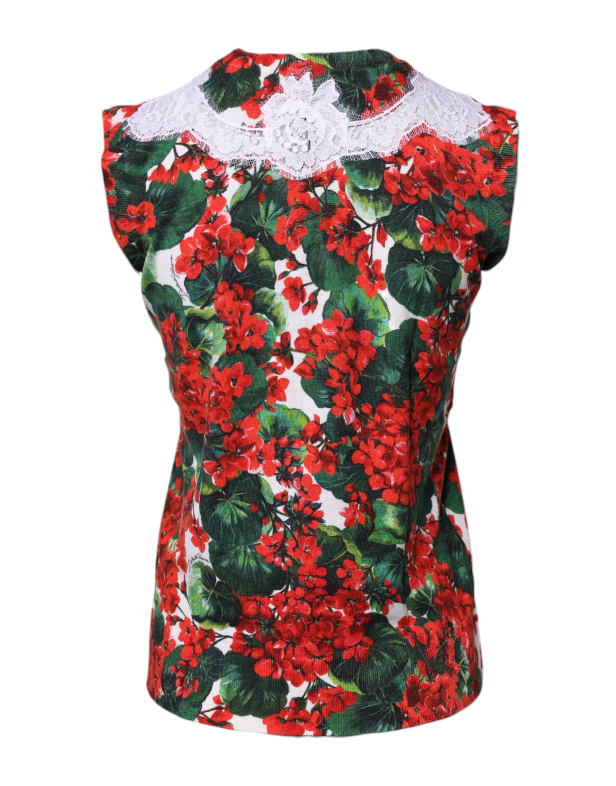 Dolce & Gabbana Multicolor Floral Lace Ärmelloses Tank-Top