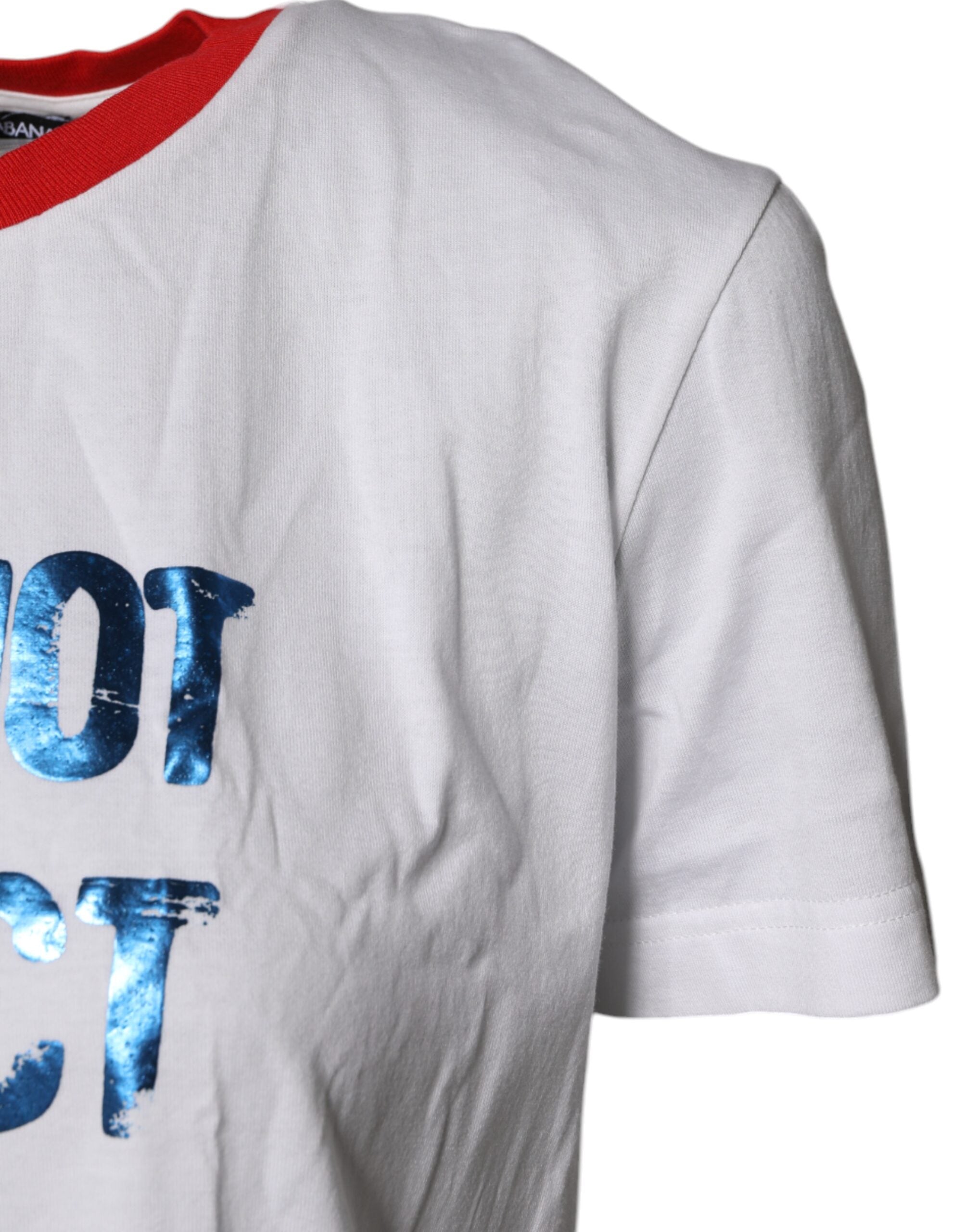 Dolce & Gabbana Weißes Baumwoll-T-Shirt mit Grafikdruck und Rundhalsausschnitt