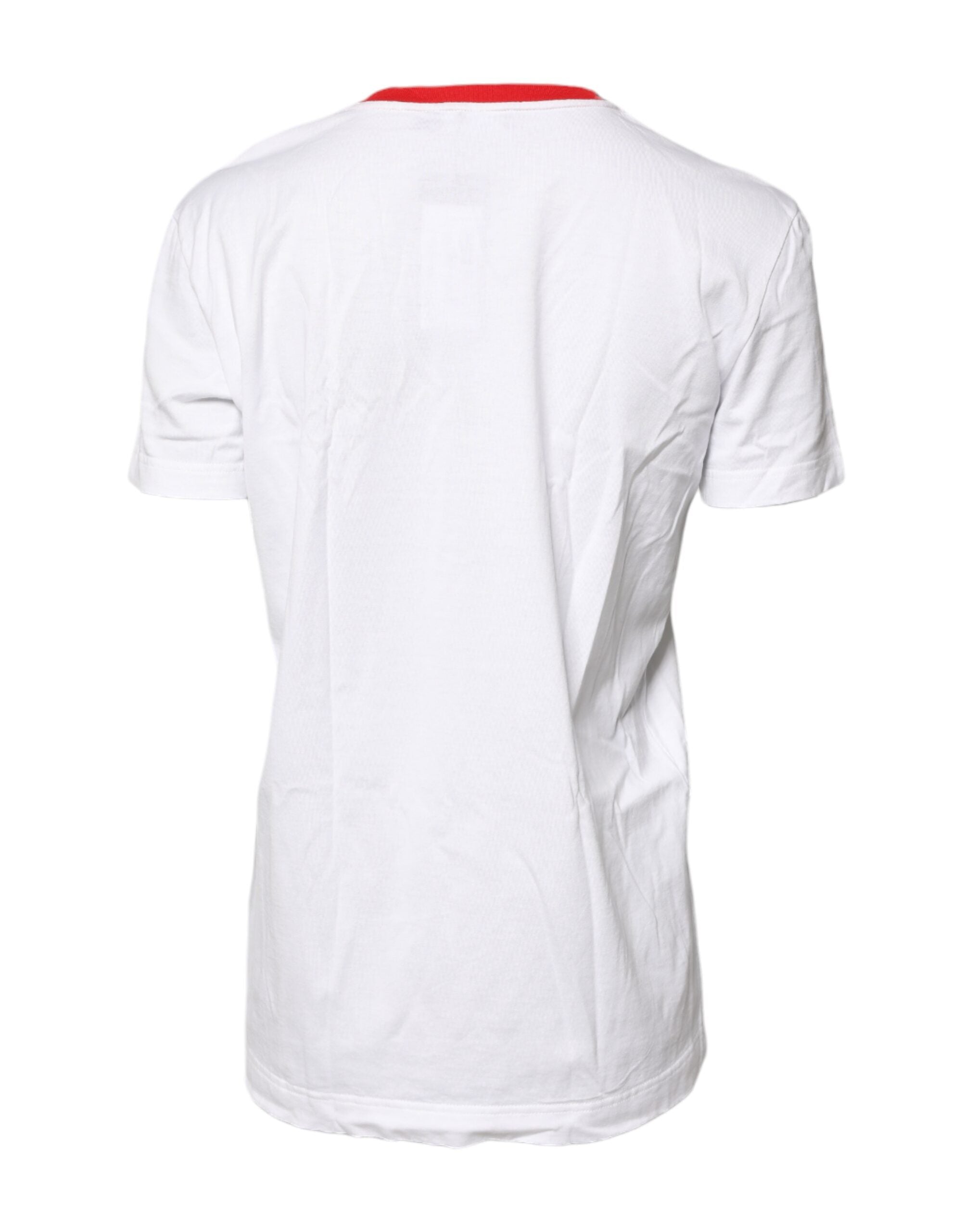 Dolce & Gabbana Weißes Baumwoll-T-Shirt mit Grafikdruck und Rundhalsausschnitt