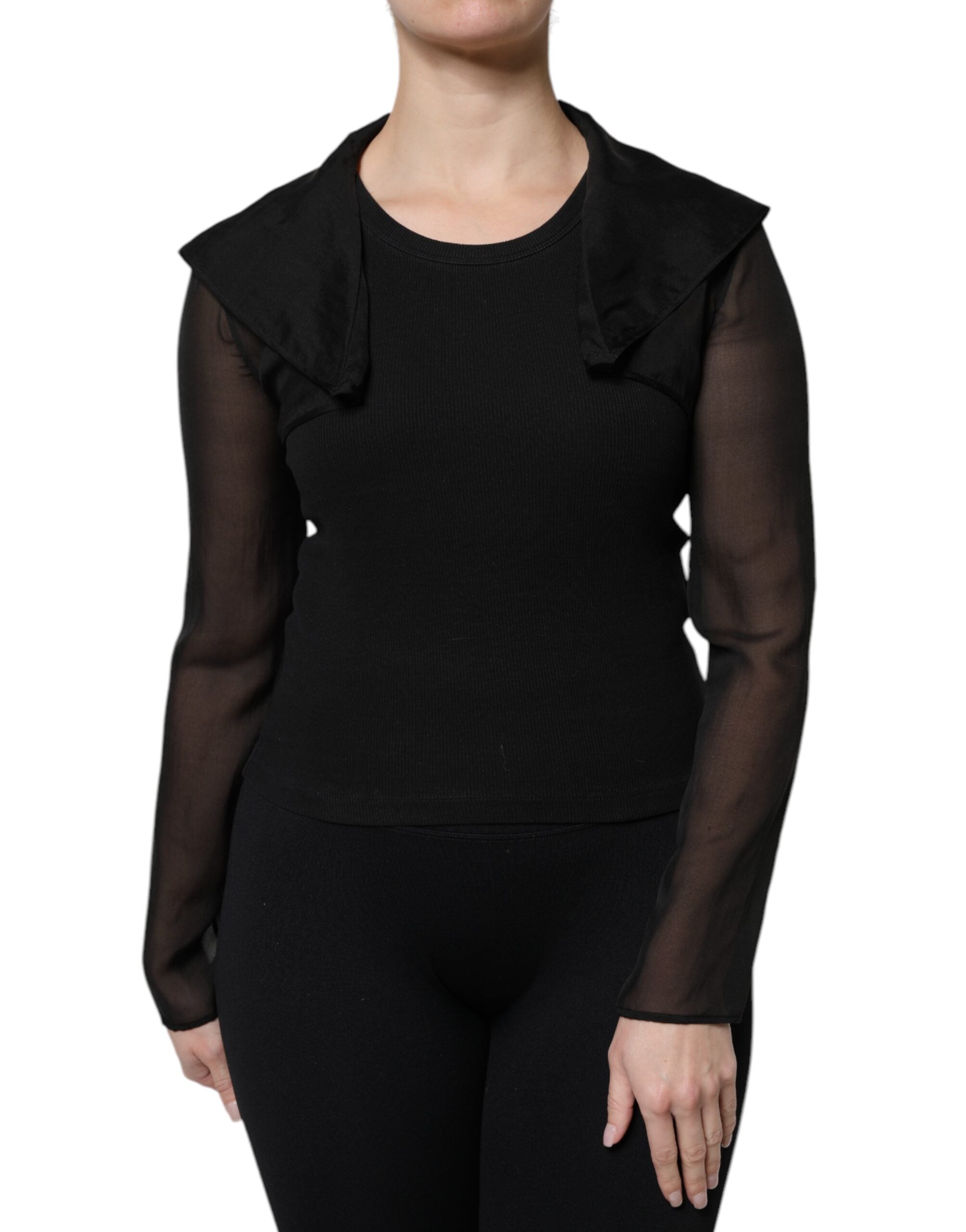 Dolce & Gabbana Schwarzes Seidenblusentop mit langen Ärmeln