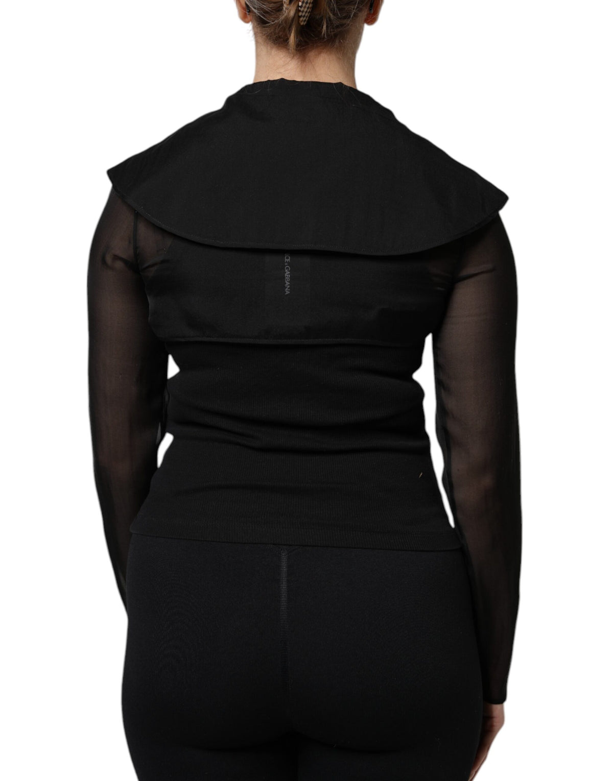 Dolce & Gabbana Schwarzes Seidenblusentop mit langen Ärmeln