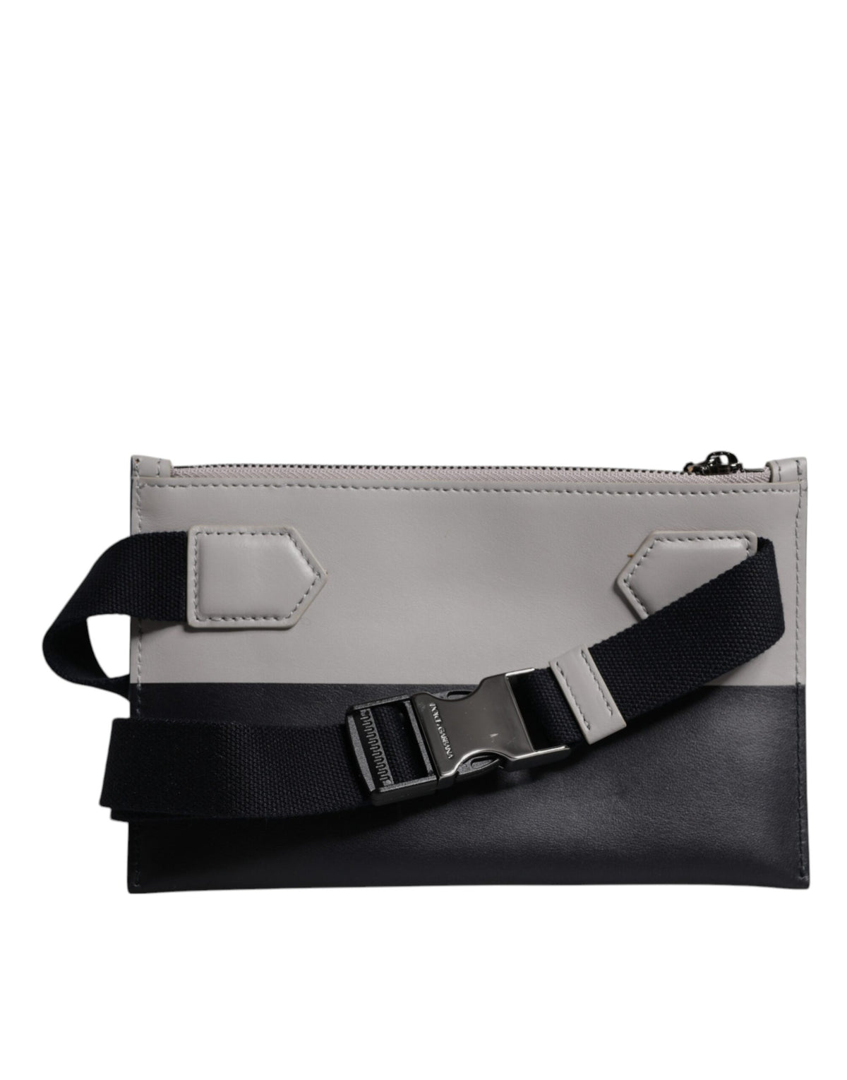 Dolce & Gabbana Schwarz-weißes Leder mit Logo-Prägung Crossbody Bag