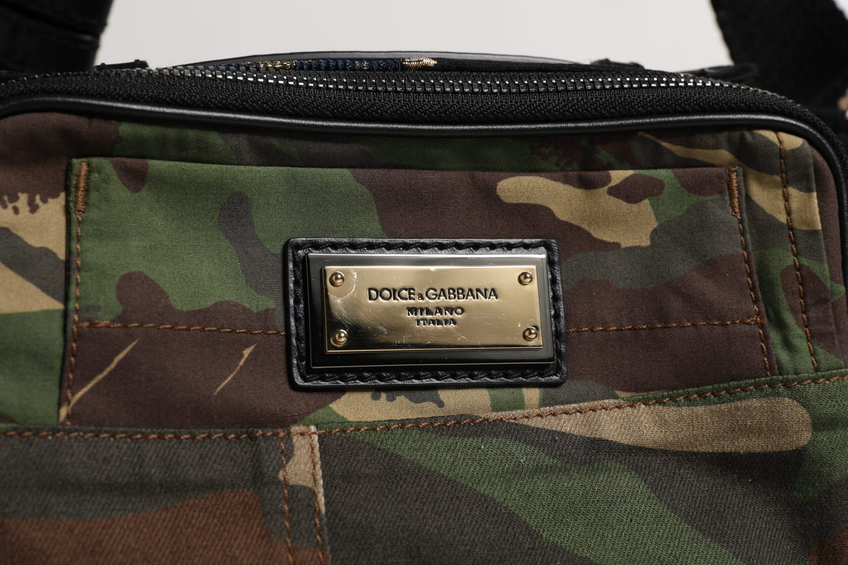 Dolce & Gabbana Multicolor Camouflage Patchwork Logo Taille Gürteltasche