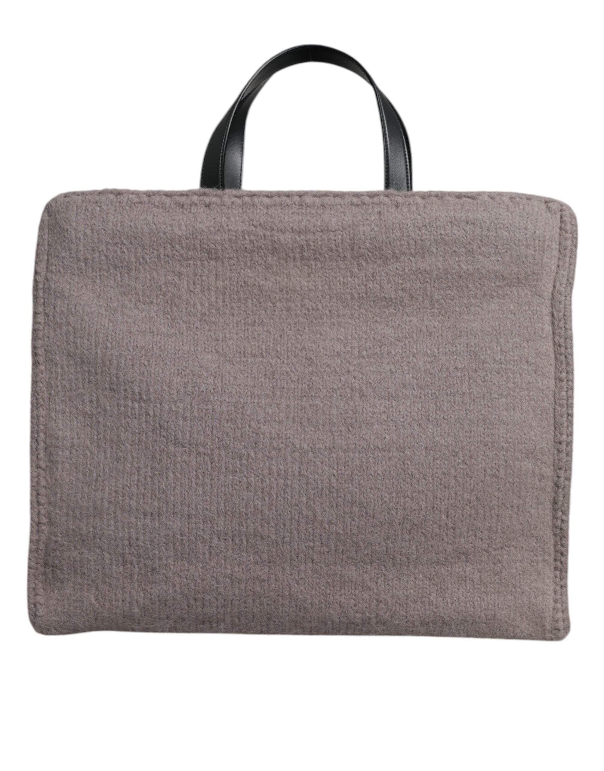 Dolce & Gabbana Graue Alpakawolle Logo-Plakette Tote Umhängetasche