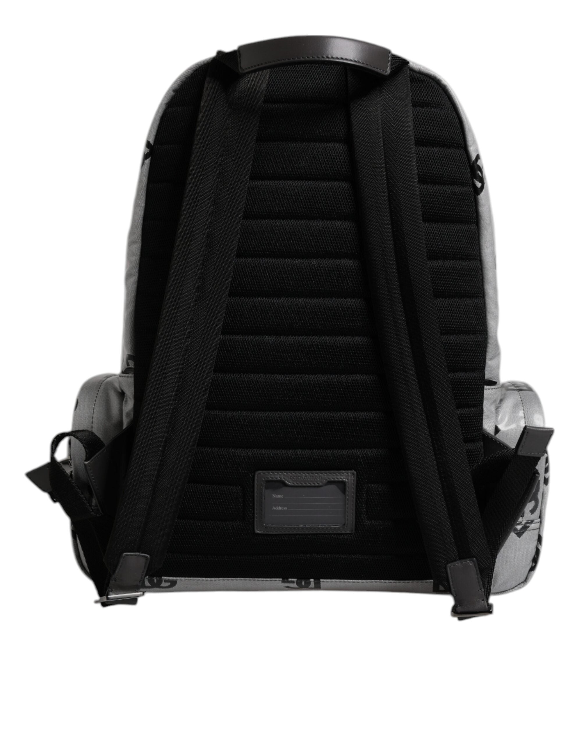 Dolce & Gabbana Polyester Grau Schwarz DG Logo Plaque Rucksack Tasche