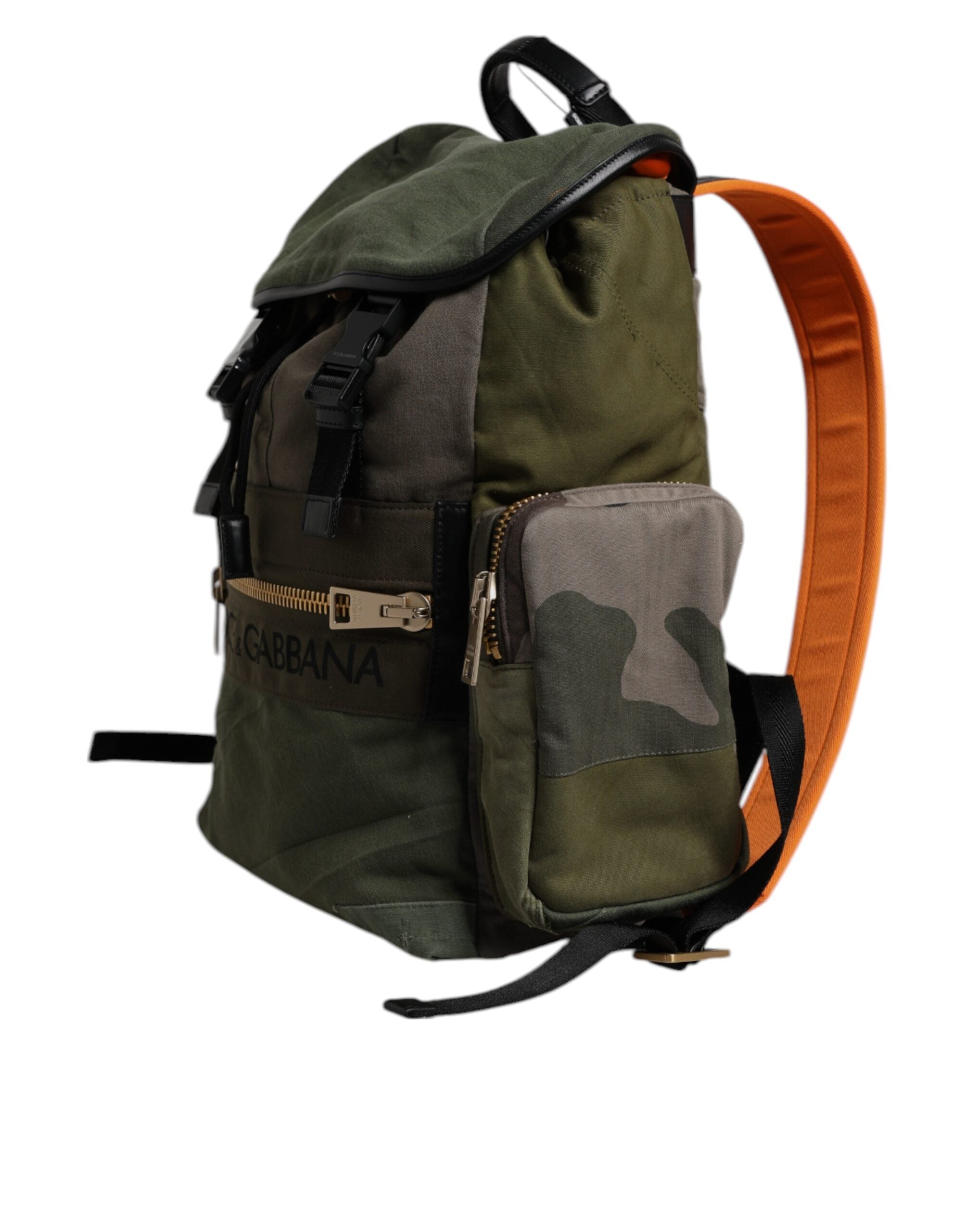 Dolce & Gabbana Militärgrünes Patchwork-Reiserucksacktasche