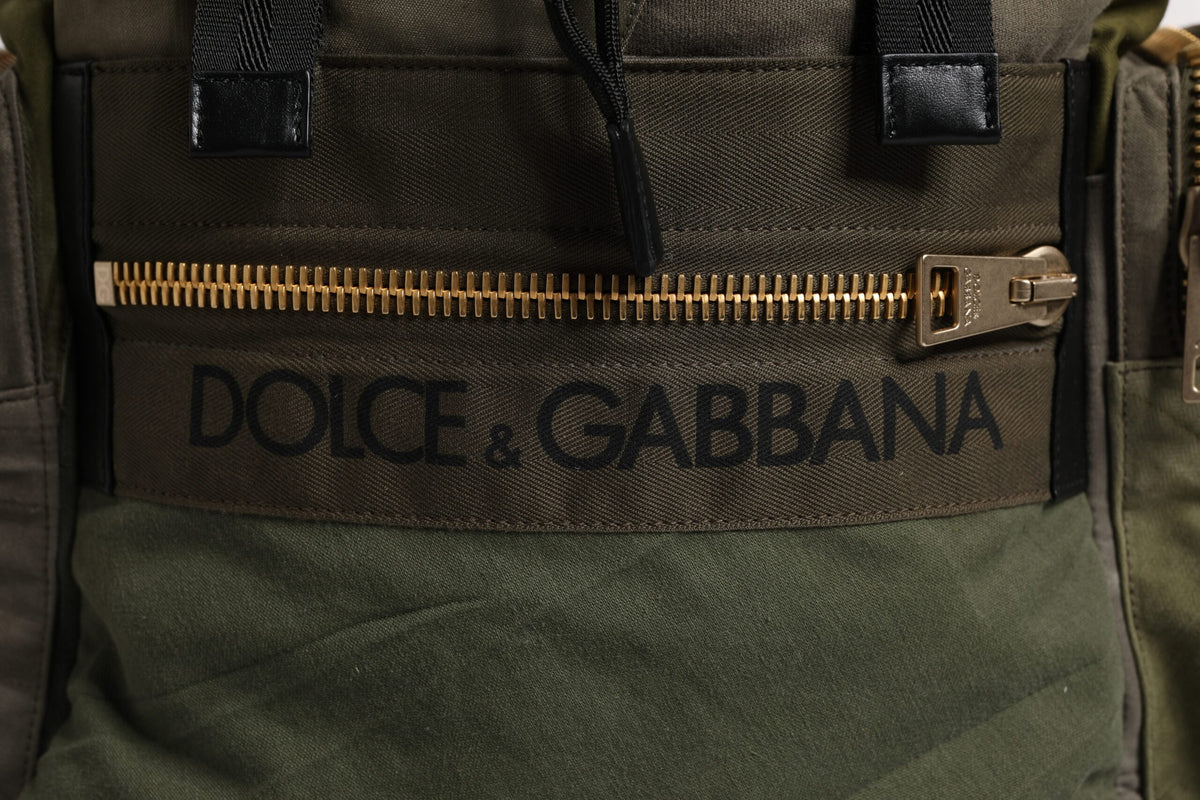 Dolce & Gabbana Militärgrünes Patchwork-Reiserucksacktasche