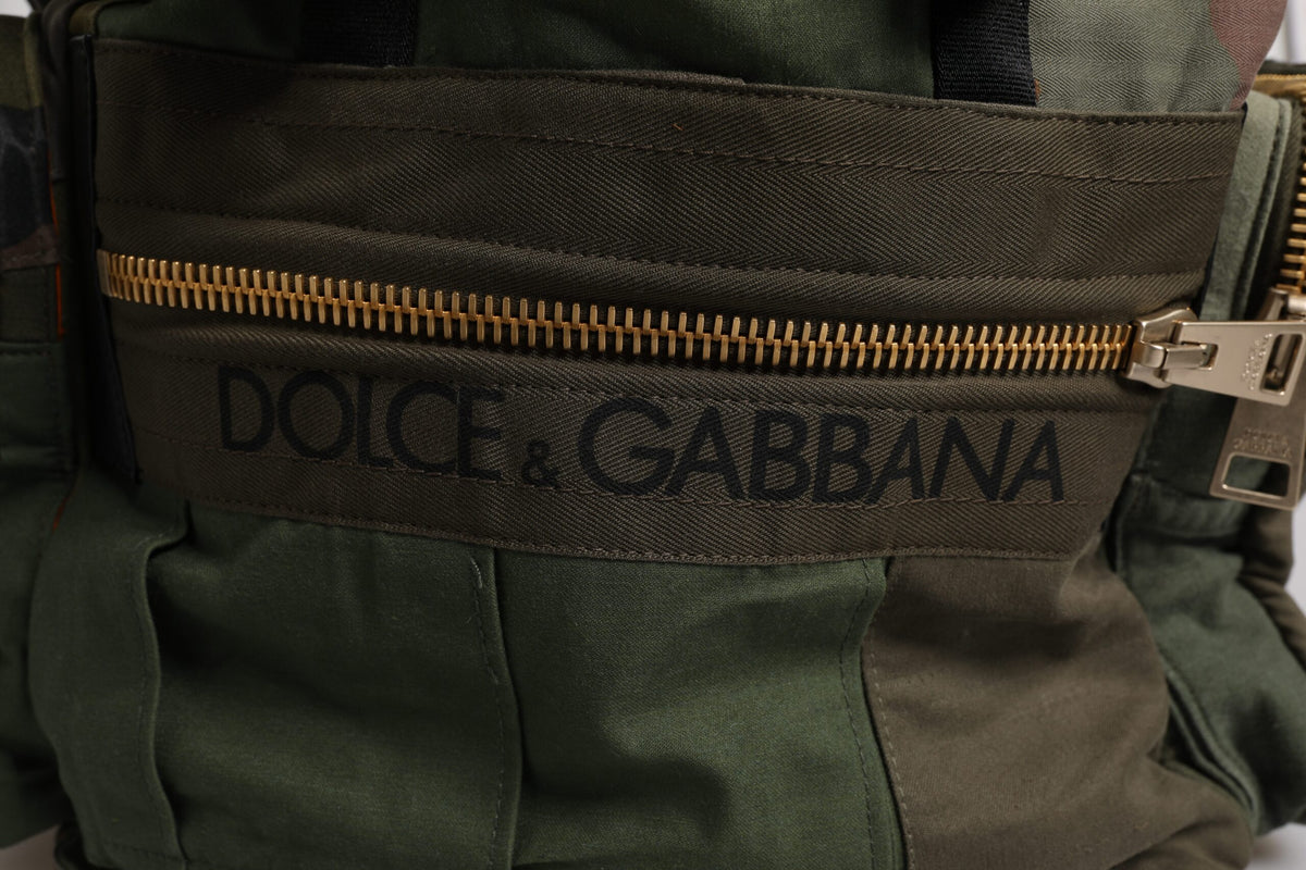 Dolce & Gabbana Militärgrünes Patchwork-Reiserucksacktasche