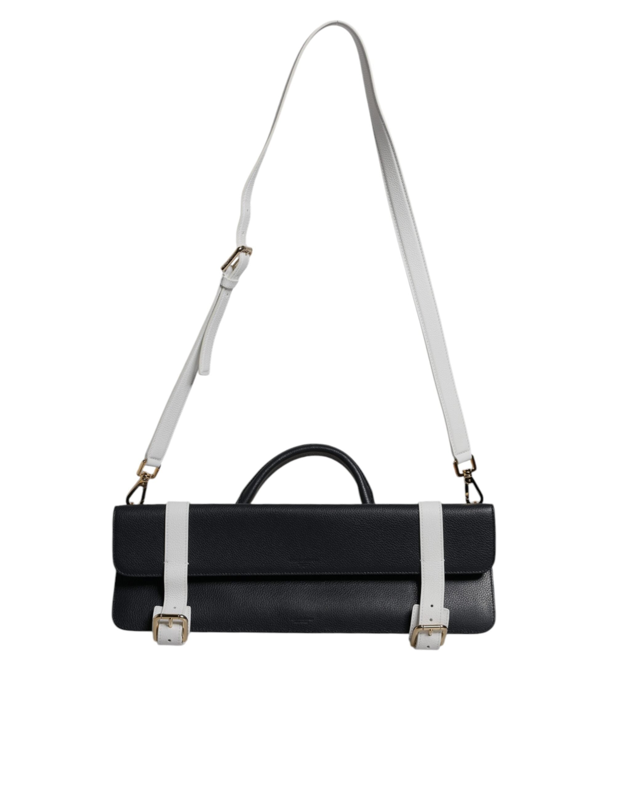 Dolce & Gabbana Blau-Weißes Kalbsleder Crossbody Umhängetasche