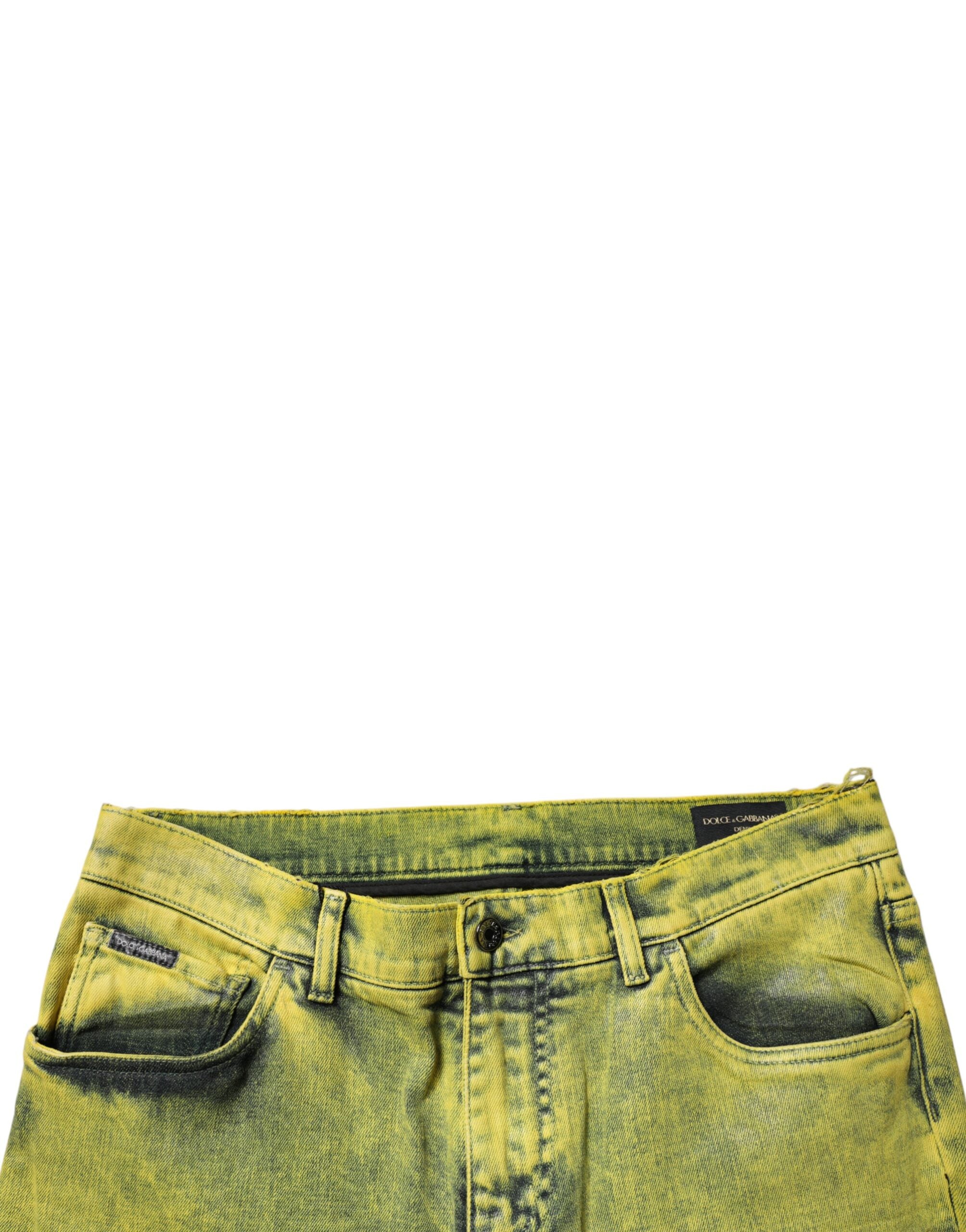 Dolce & Gabbana Gelbe Baumwoll-Stretch-Skinny-Denim-Jeans für Männer
