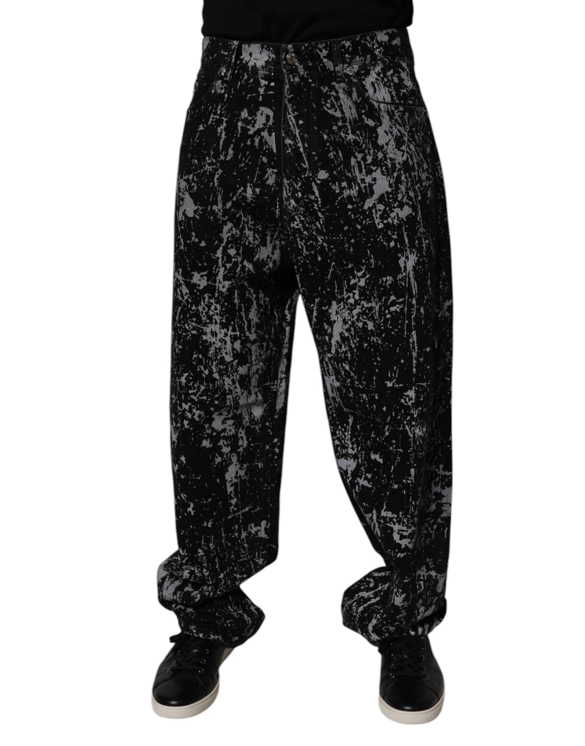Dolce & Gabbana Schwarze Krawattenfärbung Baumwolle gerade Männer Denim Jeans
