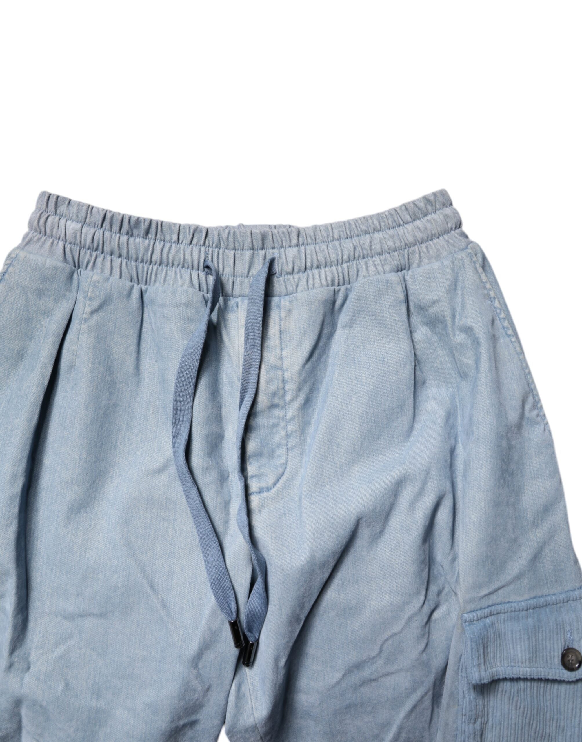 Dolce & Gabbana Hellblaue Baumwoll-Jogger-Cargo-Männer-Denim-Hose
