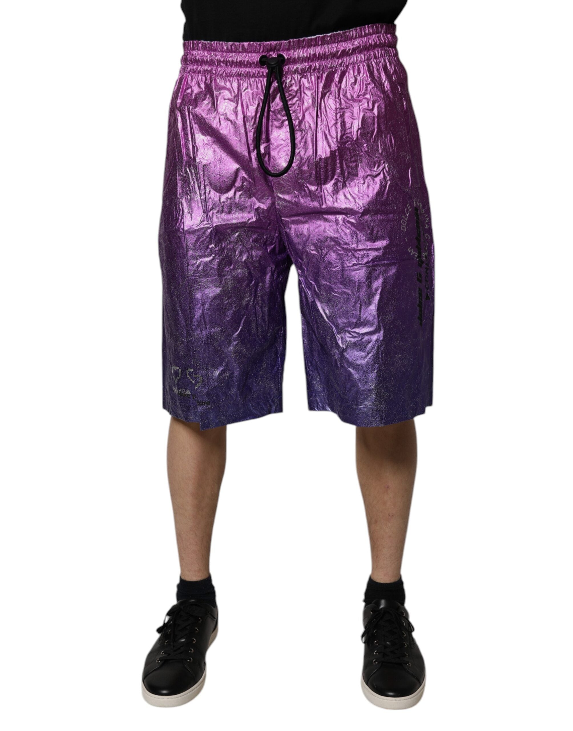 Dolce & Gabbana Metallic Rosa Lila Zweifarbige Bermudashorts