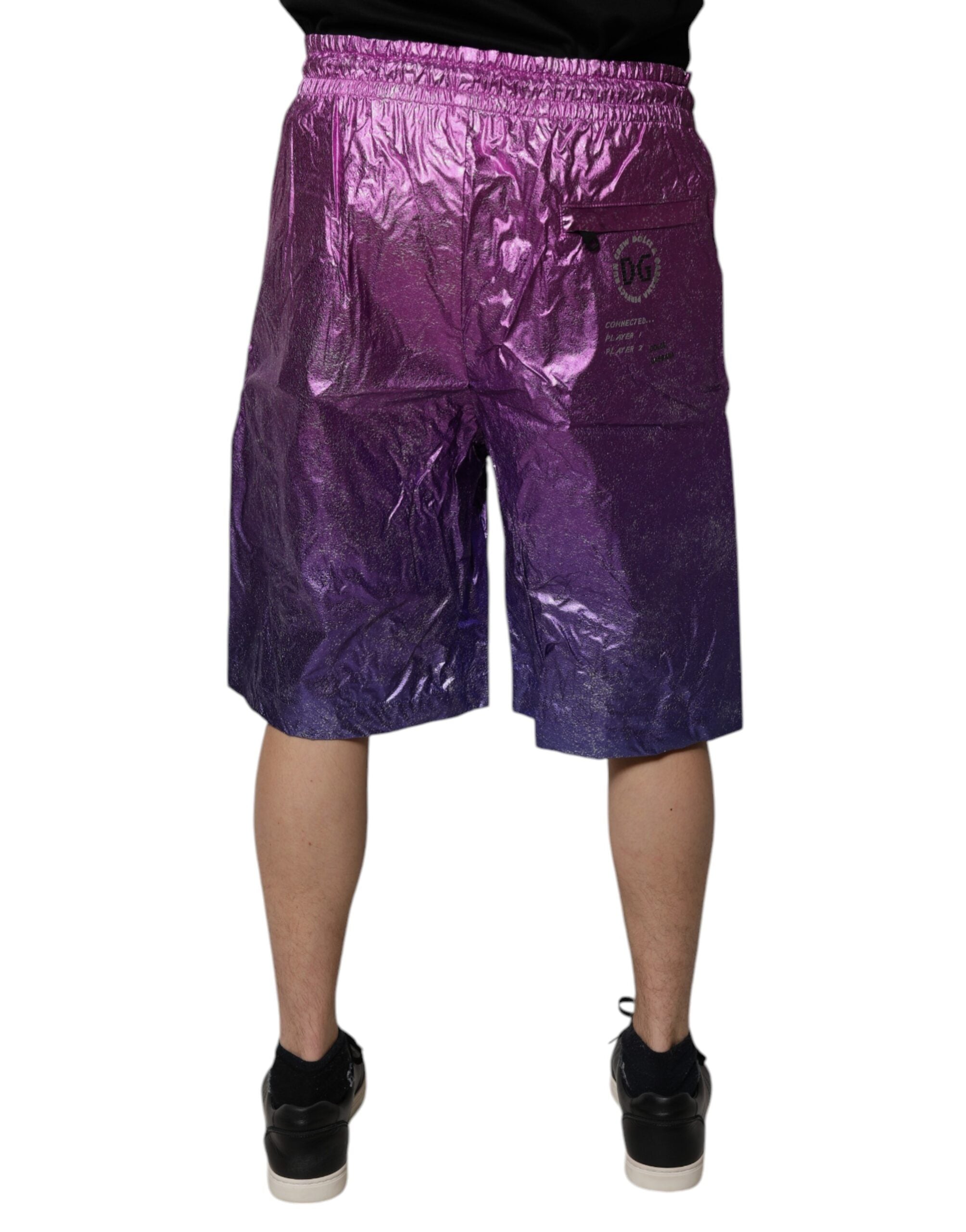 Dolce & Gabbana Metallic Rosa Lila Zweifarbige Bermudashorts
