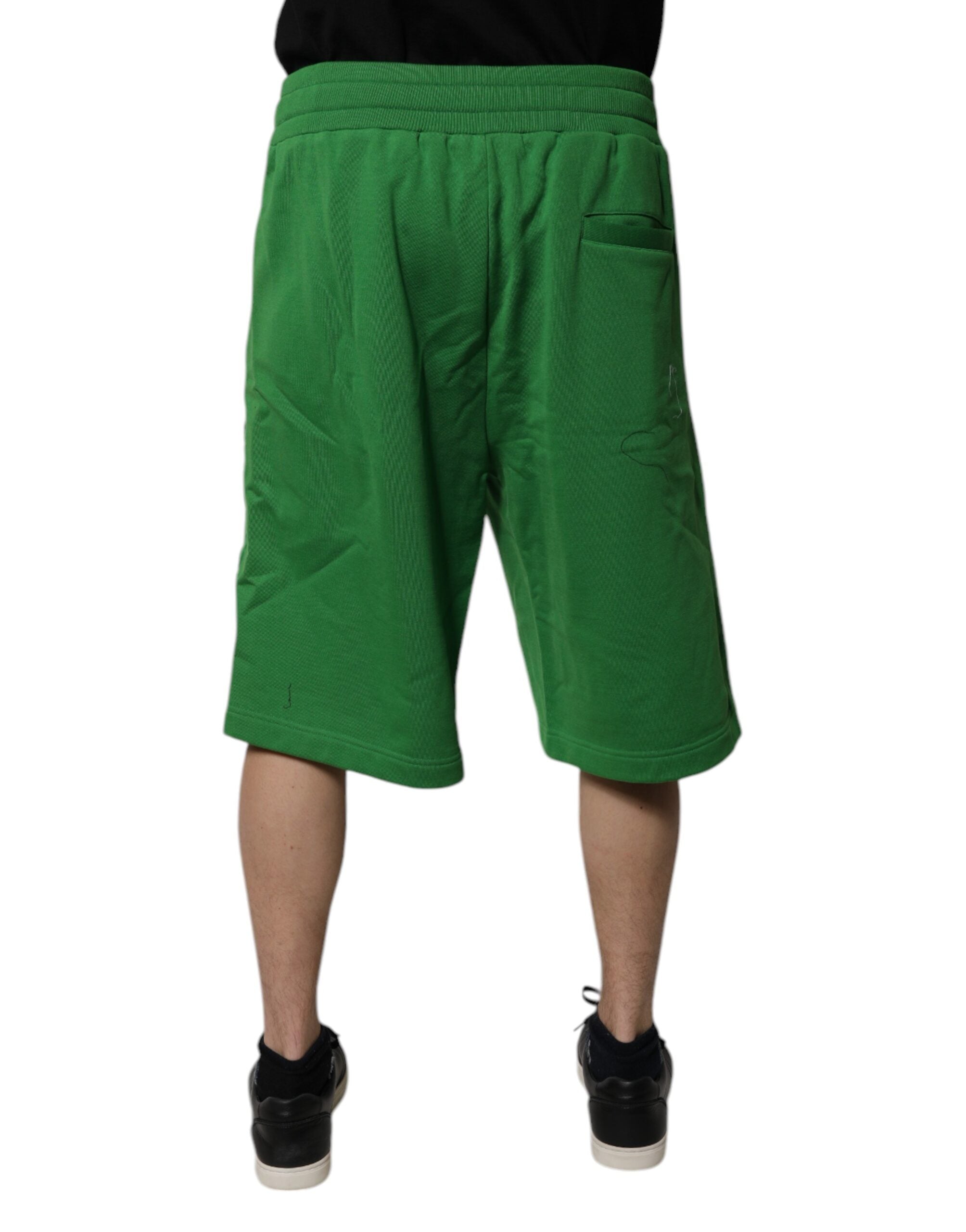 Dolce & Gabbana Grüne Baumwolle Männer Sweatshorts Bermuda Shorts