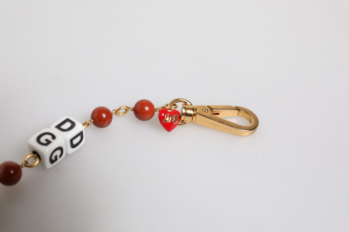 Dolce & Gabbana Multicolor Gold-Ton Messing Kette DG Logo Würfel-Armband