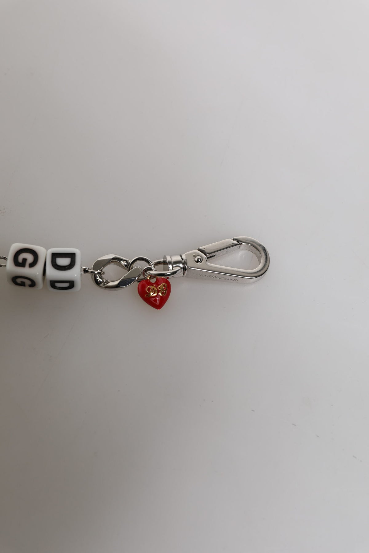 Dolce & Gabbana Silber-Ton Messing Perle Würfel Logo verschönern Charm-Armband