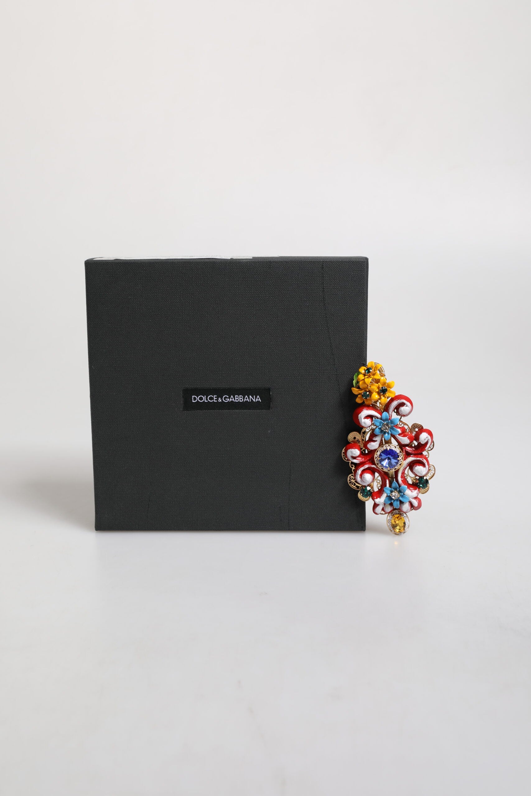 Dolce & Gabbana Multicolor Frühling CARRETTO Gold Messing Kristall Haarspange