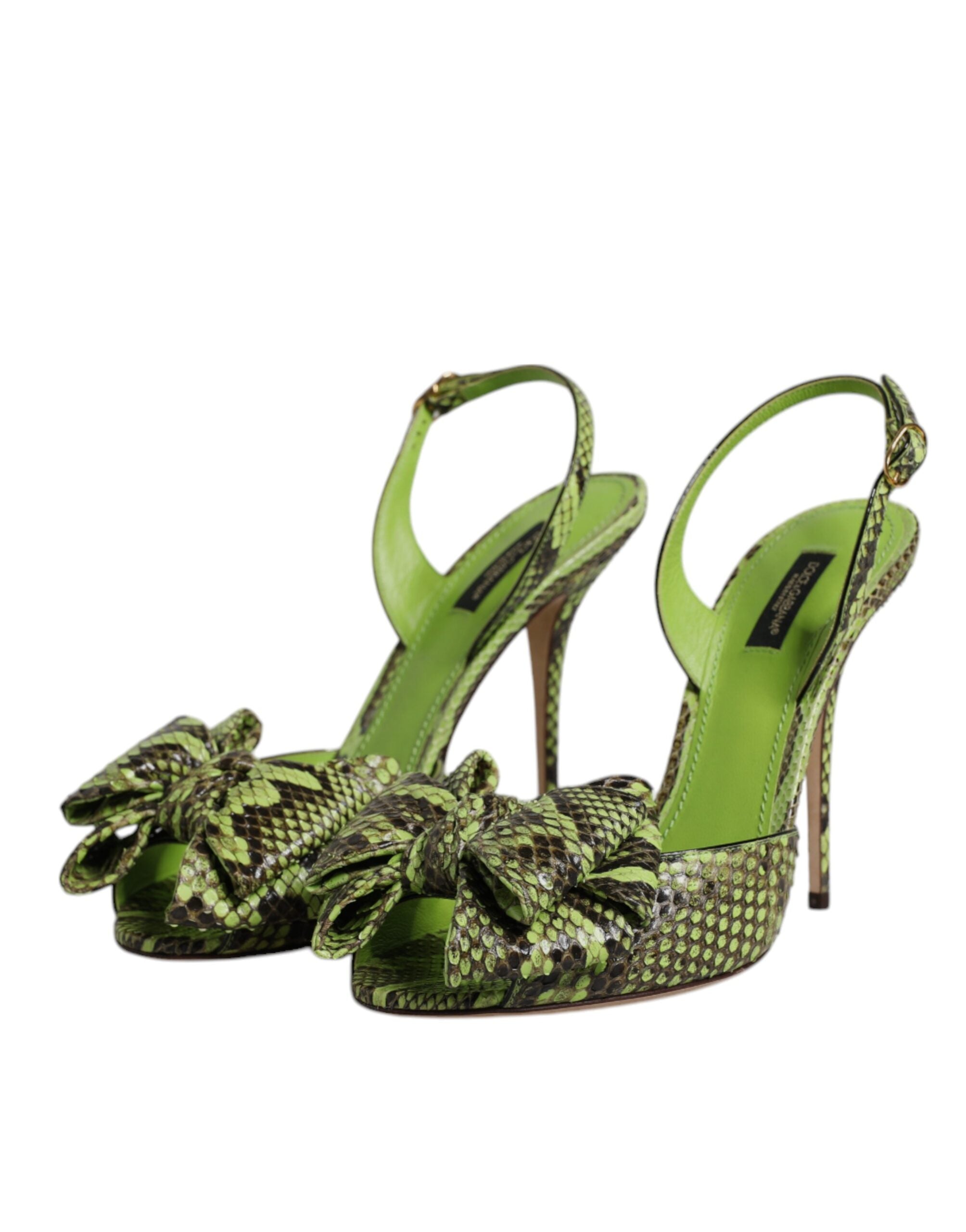 Dolce & Gabbana Grün Python Leder Heels Sandalen Schuhe