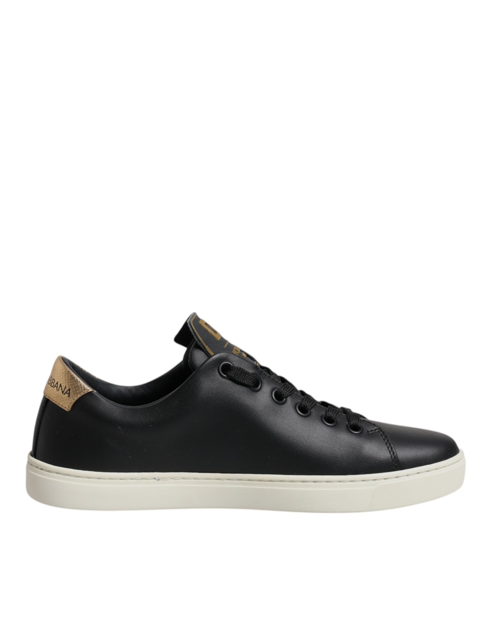 Dolce & Gabbana Schwarz Leder Gold Rot Herz Turnschuhe Schuhe
