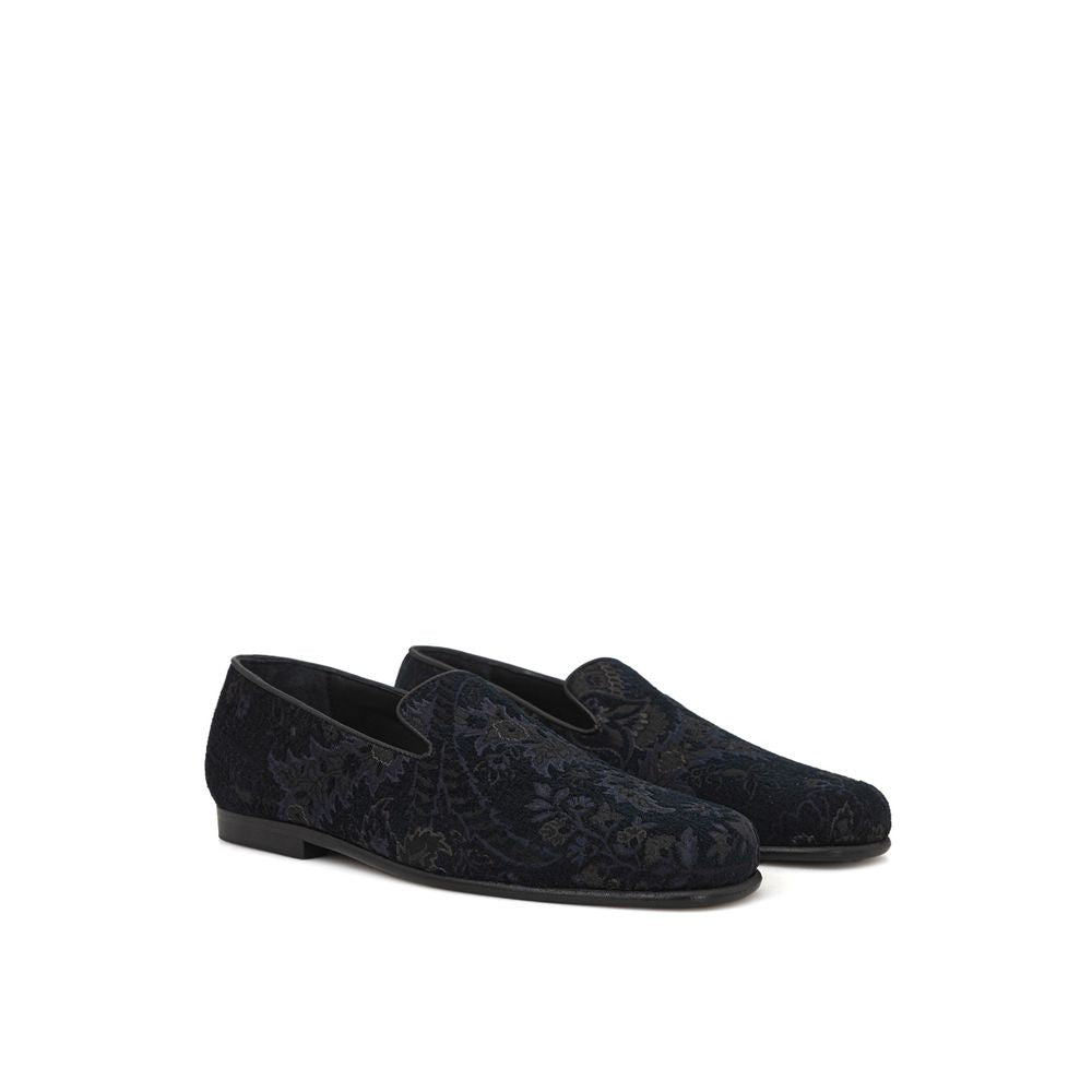 Etro Blaue Loafer aus Leder zum Hineinschlüpfen