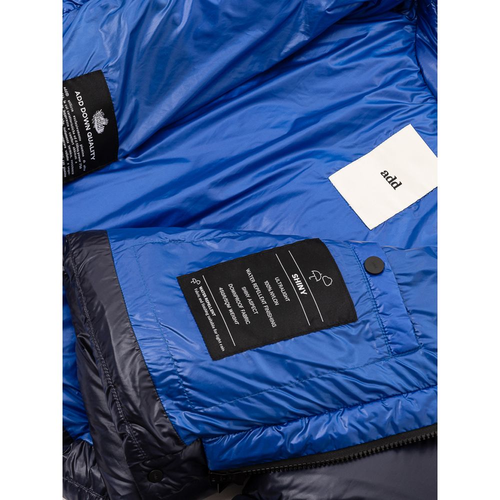 Add Blaue Polyamid-Jacke in voller Länge