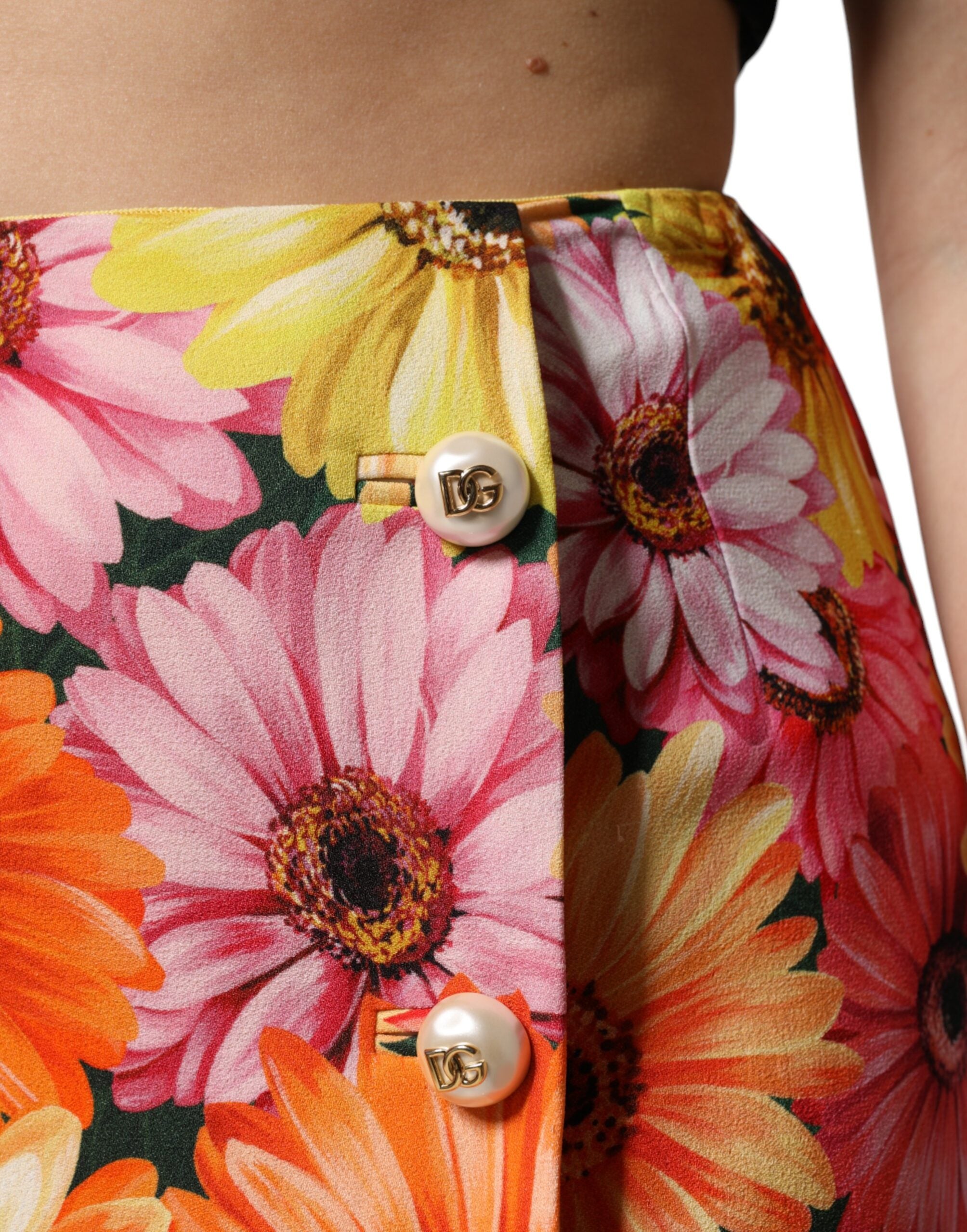 Dolce & Gabbana Multicolor Floraler Minirock mit hoher Taille