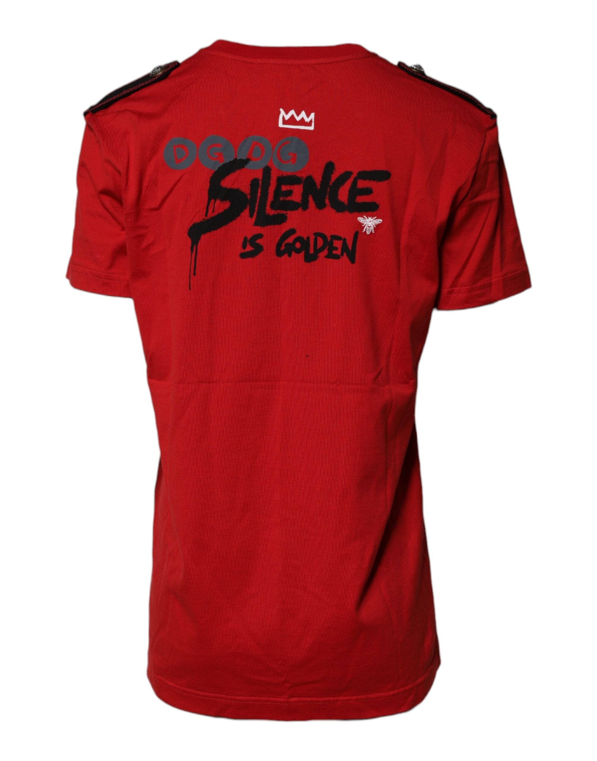 Dolce & Gabbana Rotes Baumwoll-T-Shirt mit Rundhalsausschnitt und kurzen Ärmeln