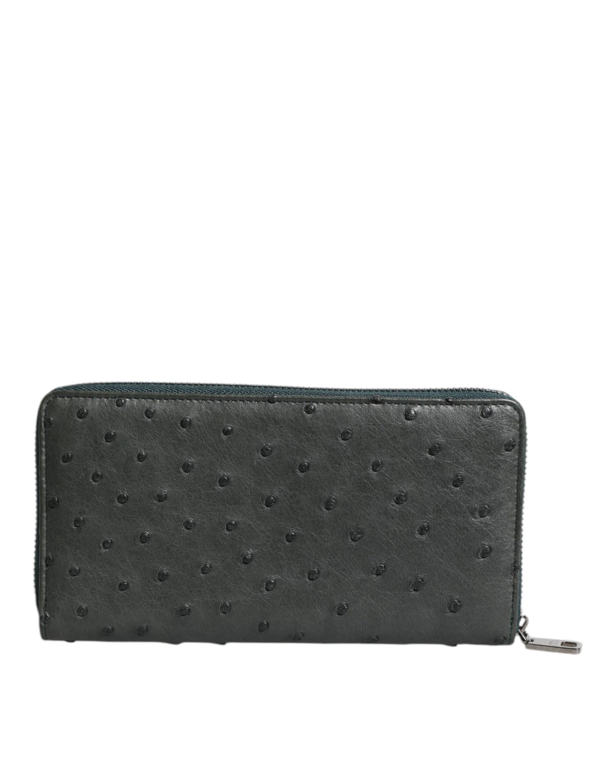 Dolce & Gabbana Grüne Straußenlogoplakette Zip Around Continental Geldbörse