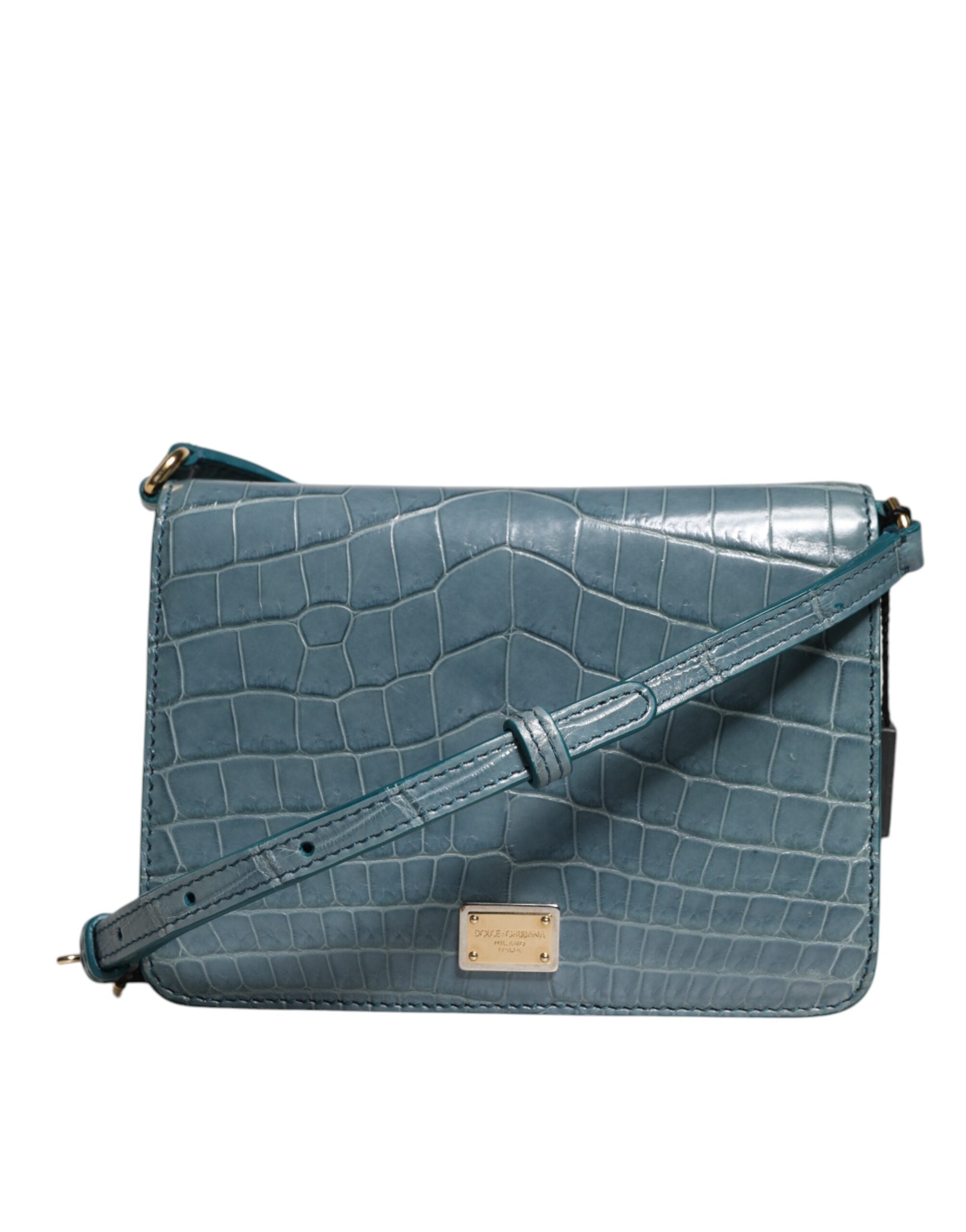 Dolce & Gabbana Grüne Exotenleder DG Plaque Crossbody Mini-Tasche