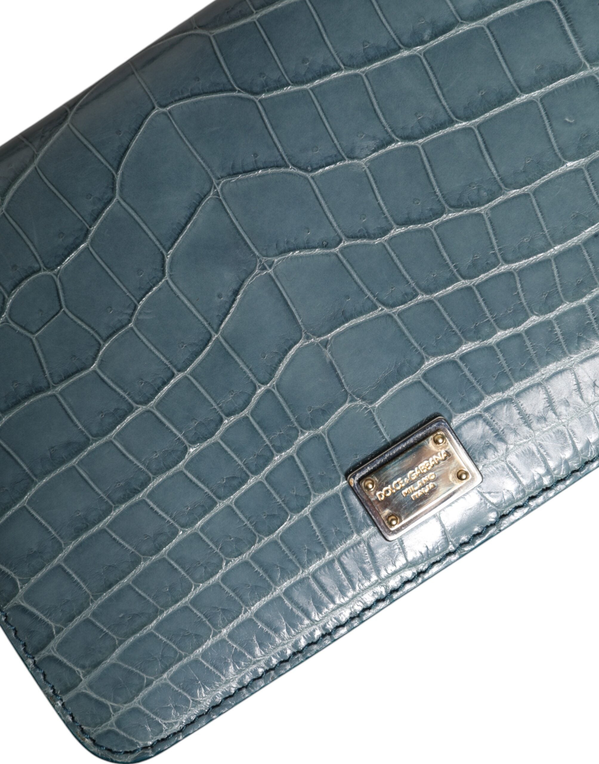 Dolce & Gabbana Grüne Exotenleder DG Plaque Crossbody Mini-Tasche