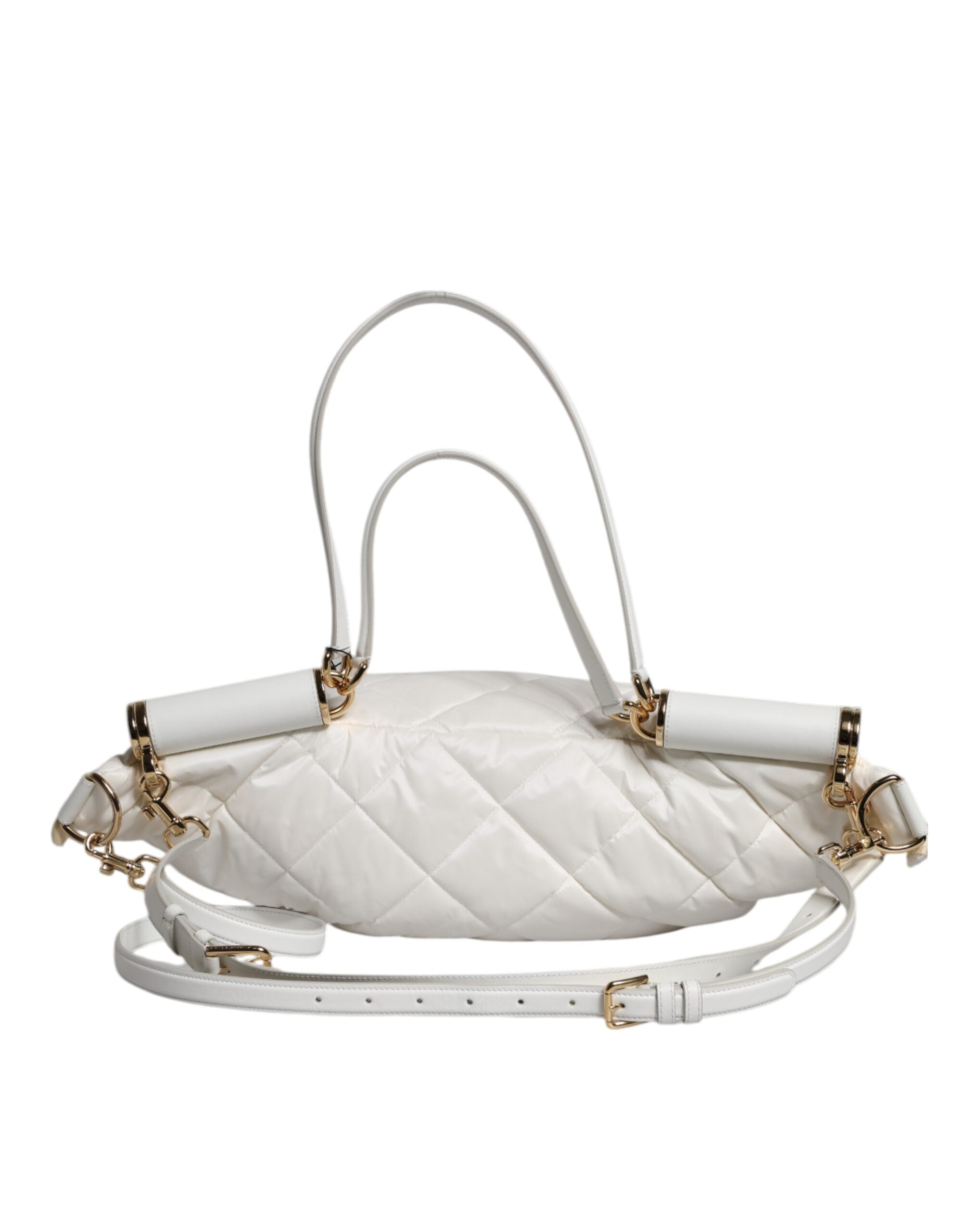 Dolce & Gabbana Weiße gesteppte Logo-Plakette Gürtel Taille Gürteltasche