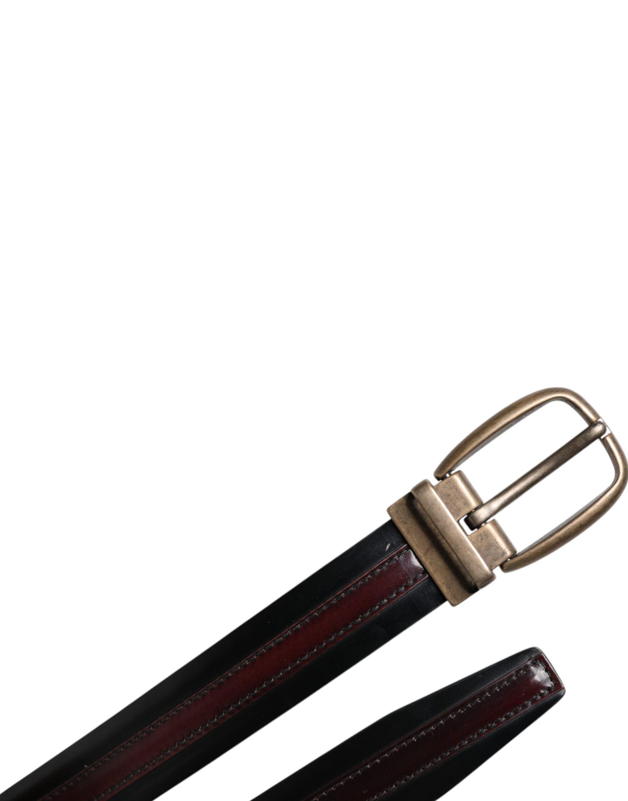Dolce & Gabbana Schwarzer Burgunder Kalbsledergürtel mit Metall-Logo-Schnalle