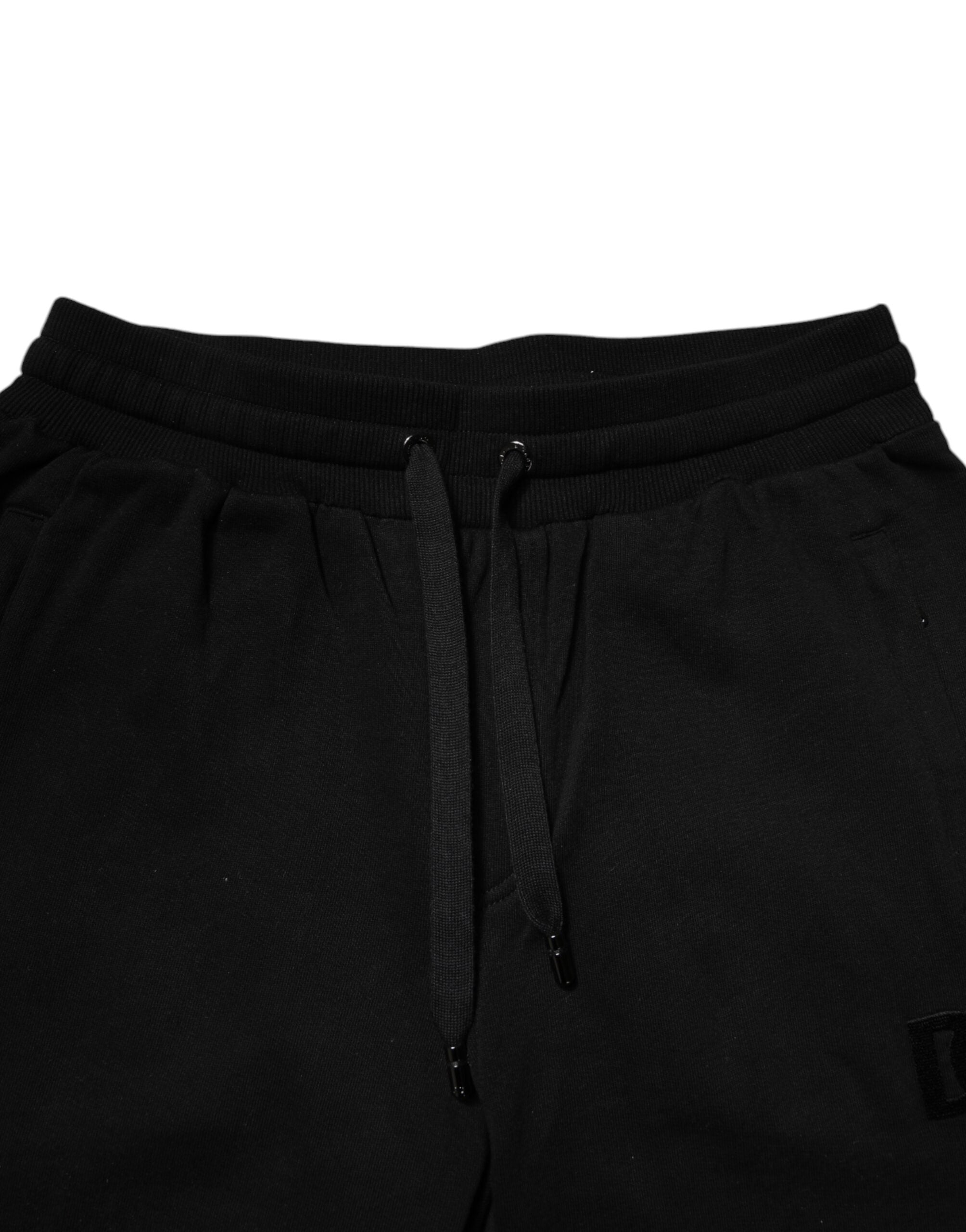 Dolce & Gabbana Schwarze Baumwoll-Jogger-Sweatpants mit mittlerer Taille