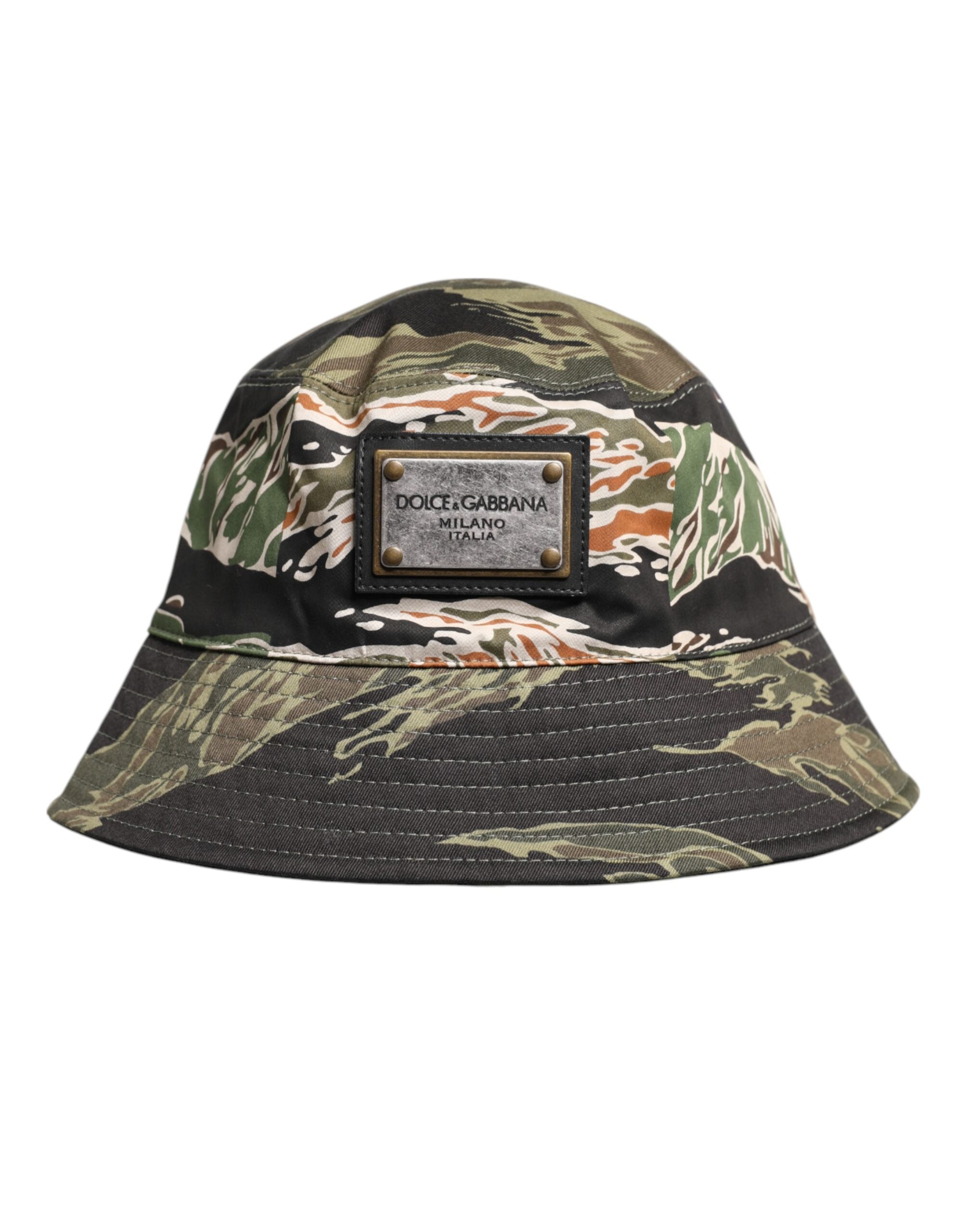 Dolce & Gabbana Multicolor DG Plaque Breite Krempe Eimer Hut