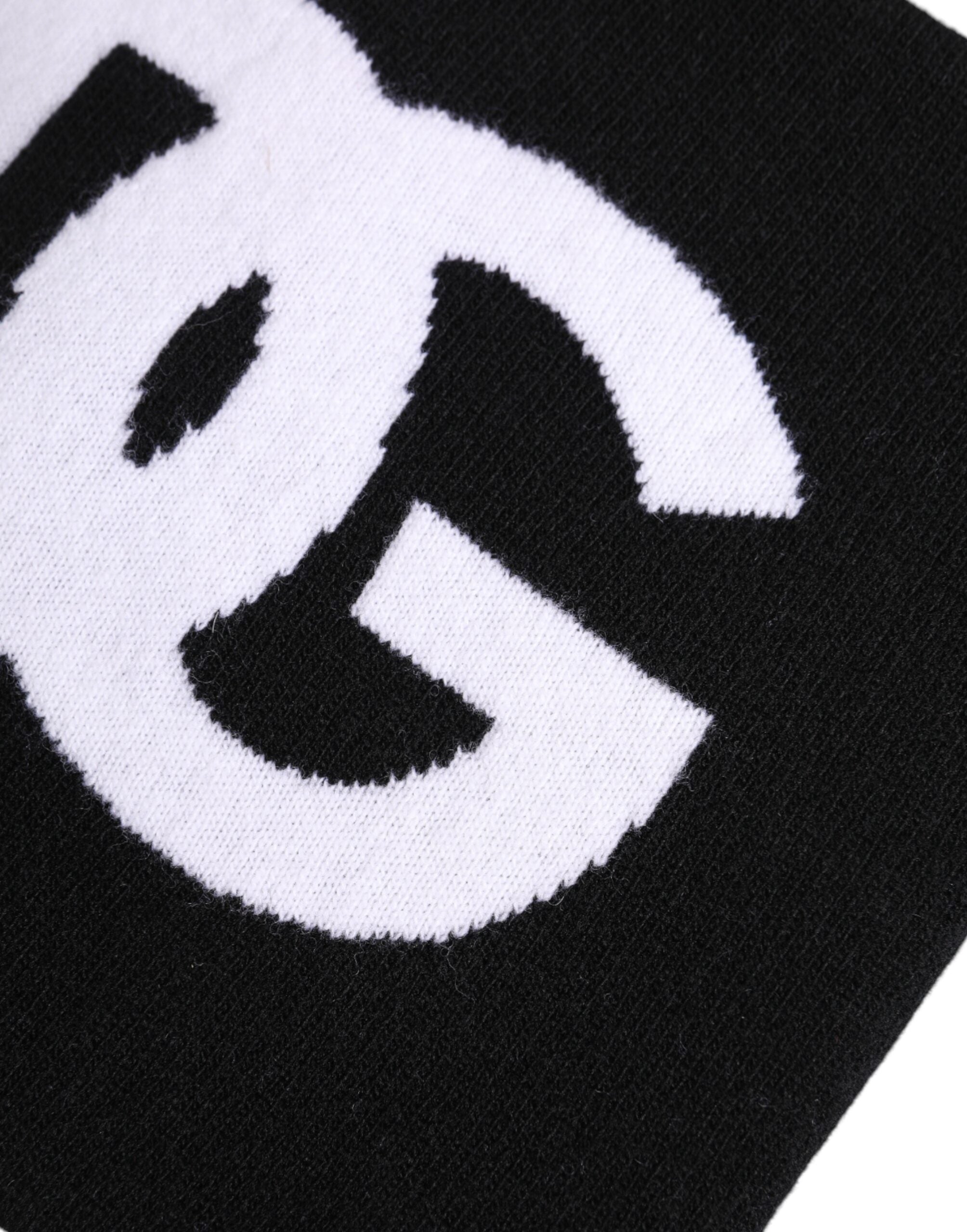 Dolce & Gabbana Schwarzer weißer Logo-Druck gestrickter Halswärmer-Schal