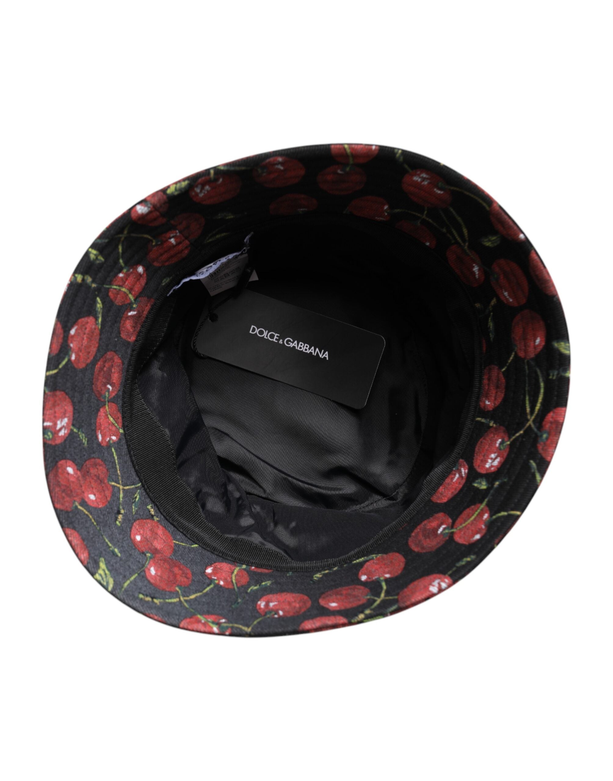 Dolce & Gabbana Schwarzer Eimerhut aus Baumwolle mit breiter Krempe