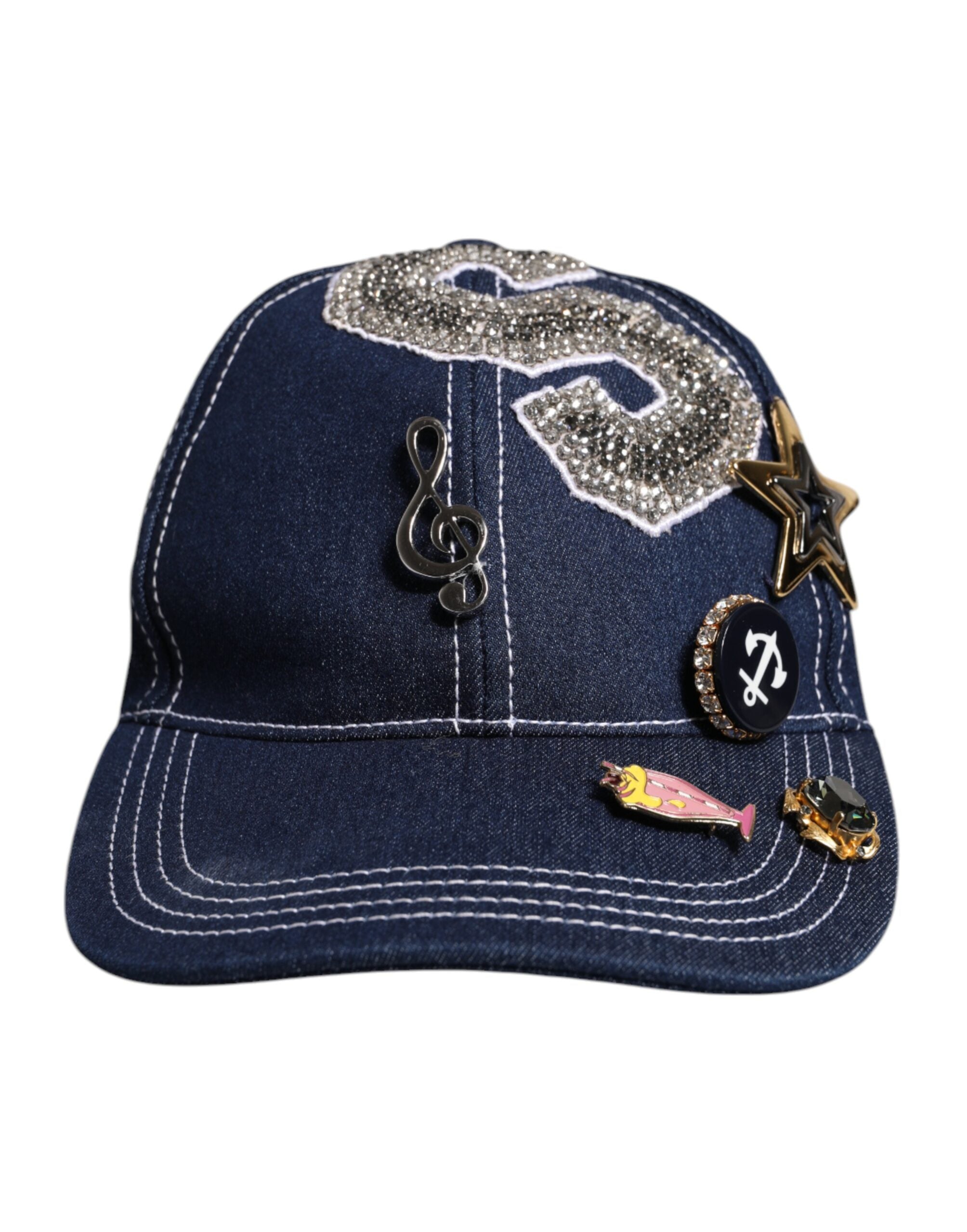 Dolce & Gabbana Blaue Baseballkappe mit Kristallverzierung