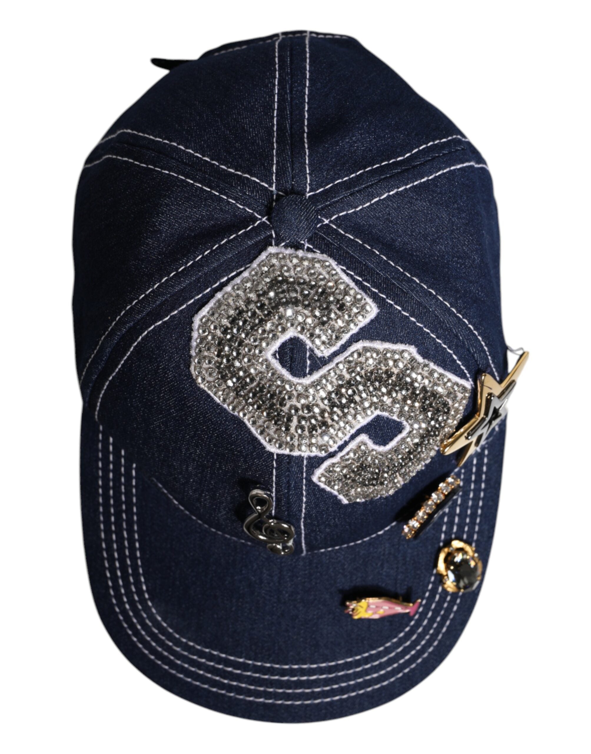 Dolce & Gabbana Blaue Baseballkappe mit Kristallverzierung
