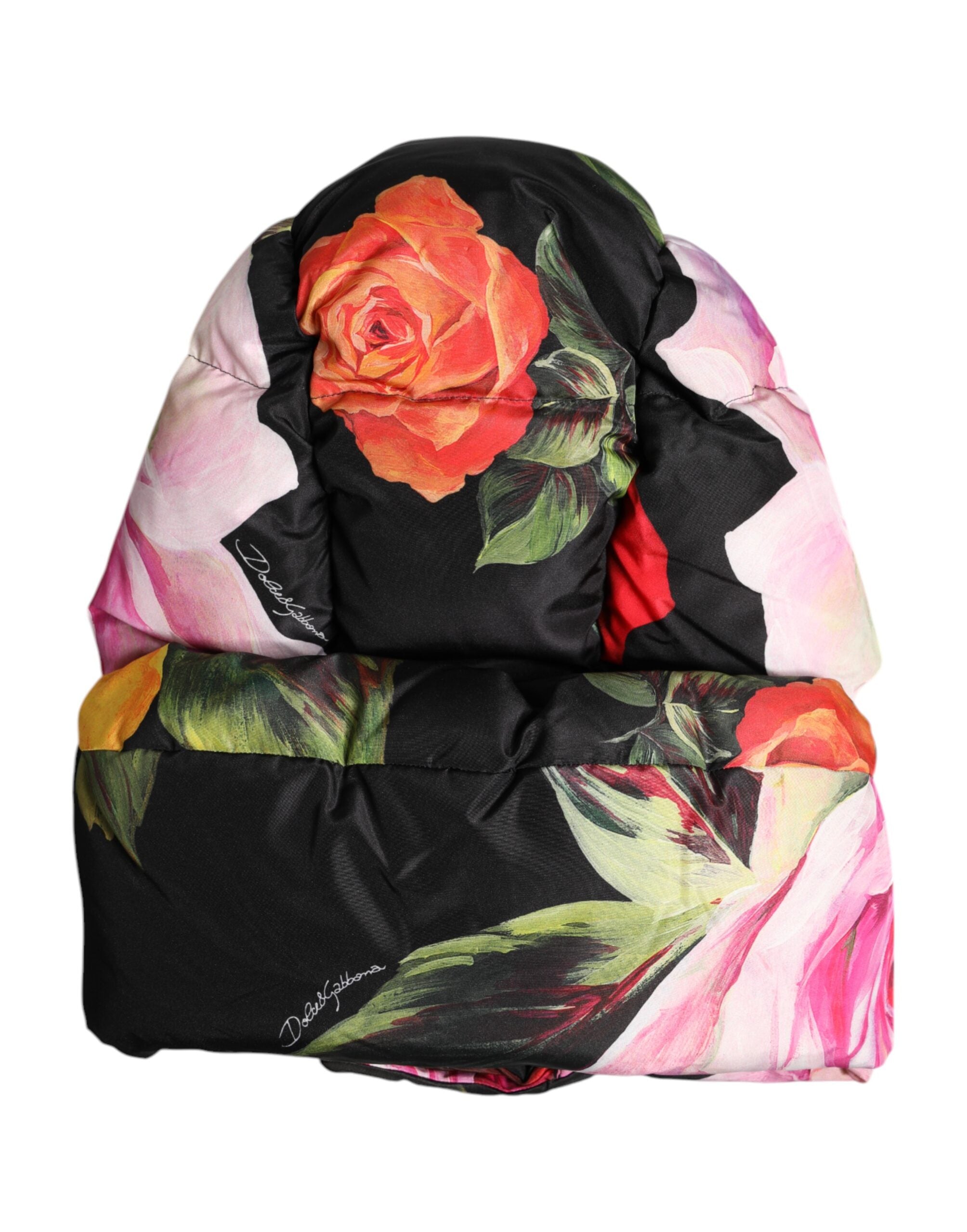 Dolce & Gabbana Schwarzer Blumendruck Ganzkopf-Wickelhut
