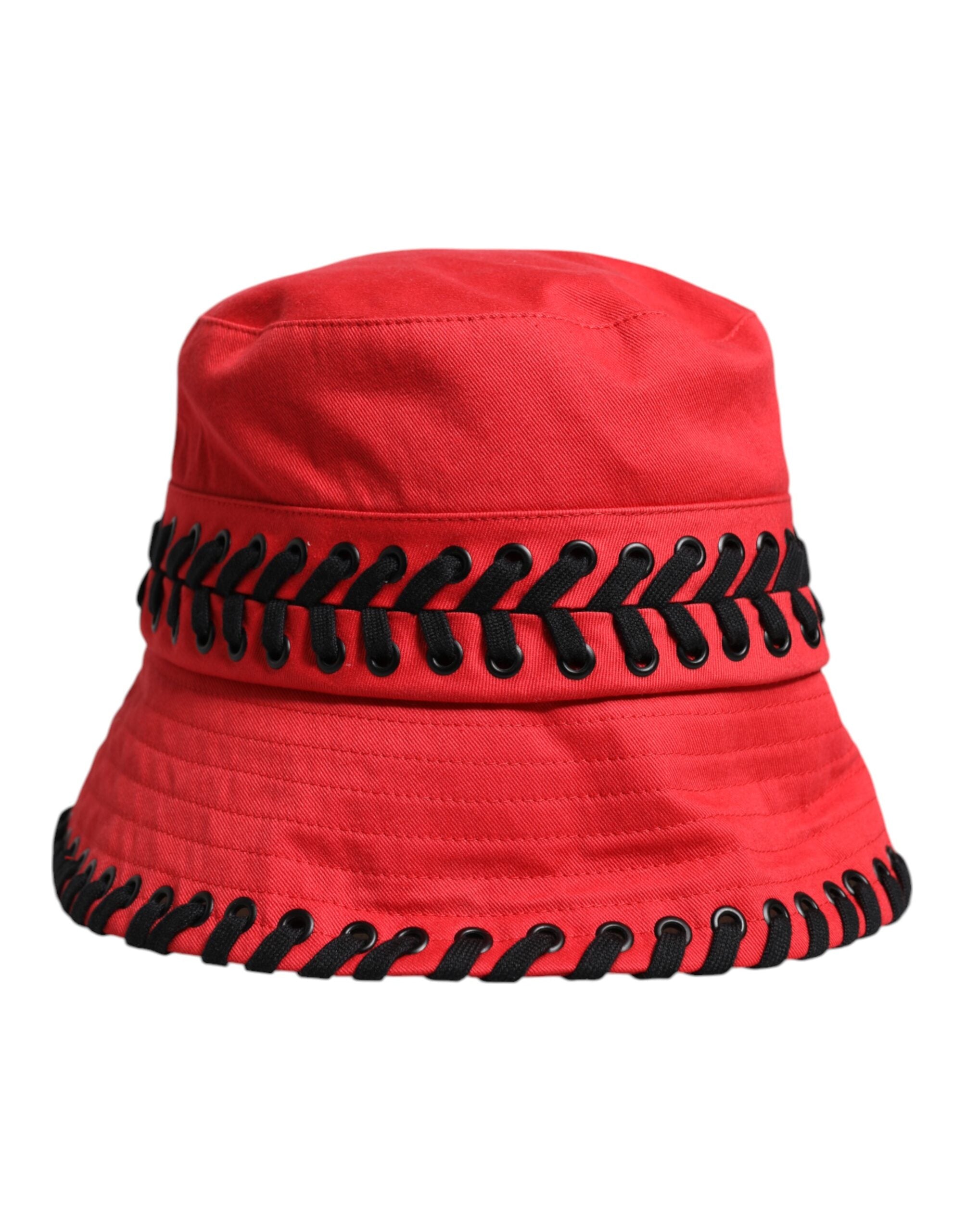 Dolce & Gabbana Rote Spitze Polyester breite Krempe Eimer Hut