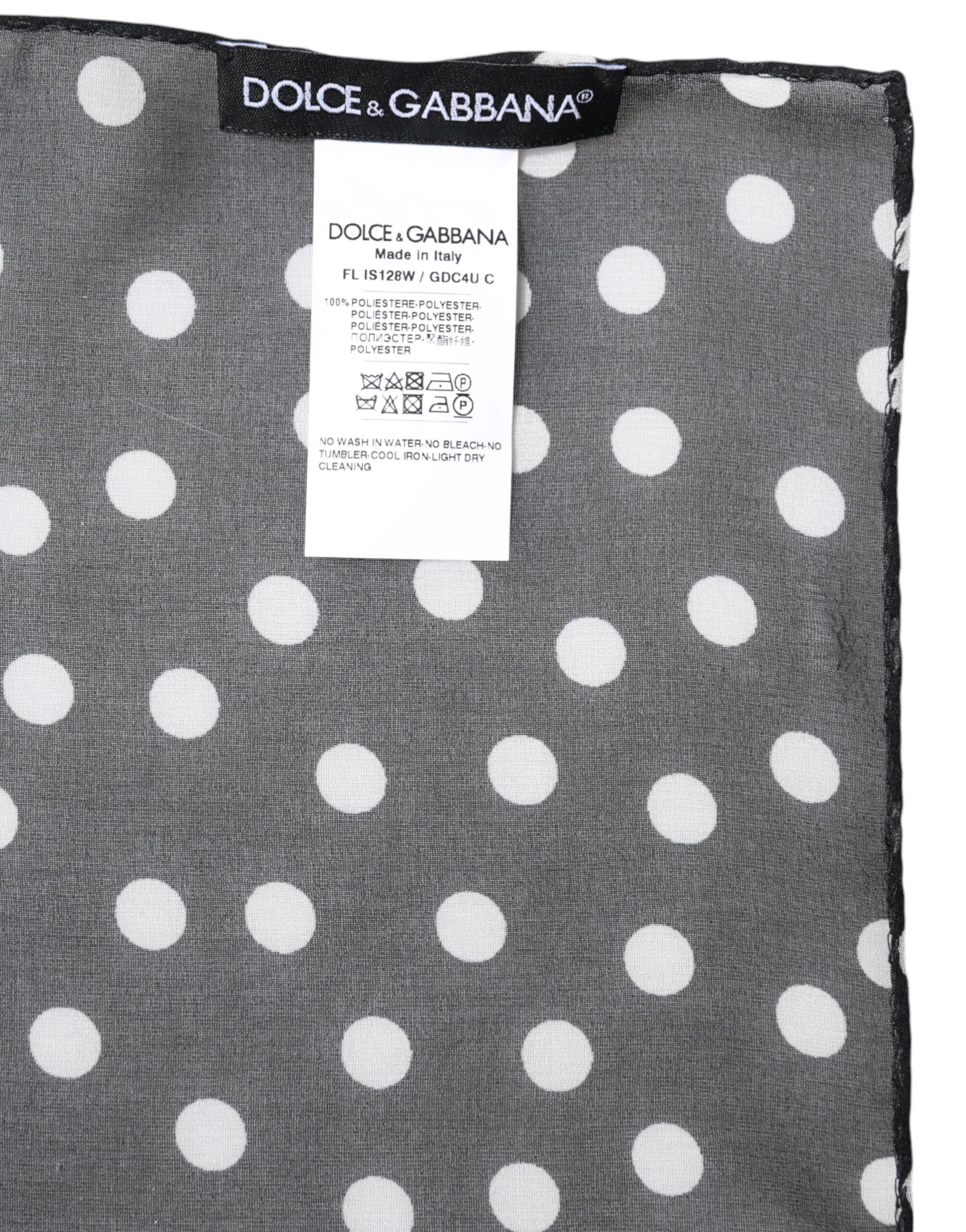 Dolce & Gabbana Schwarzer gepunkteter Polyester-Wickeltuchschal