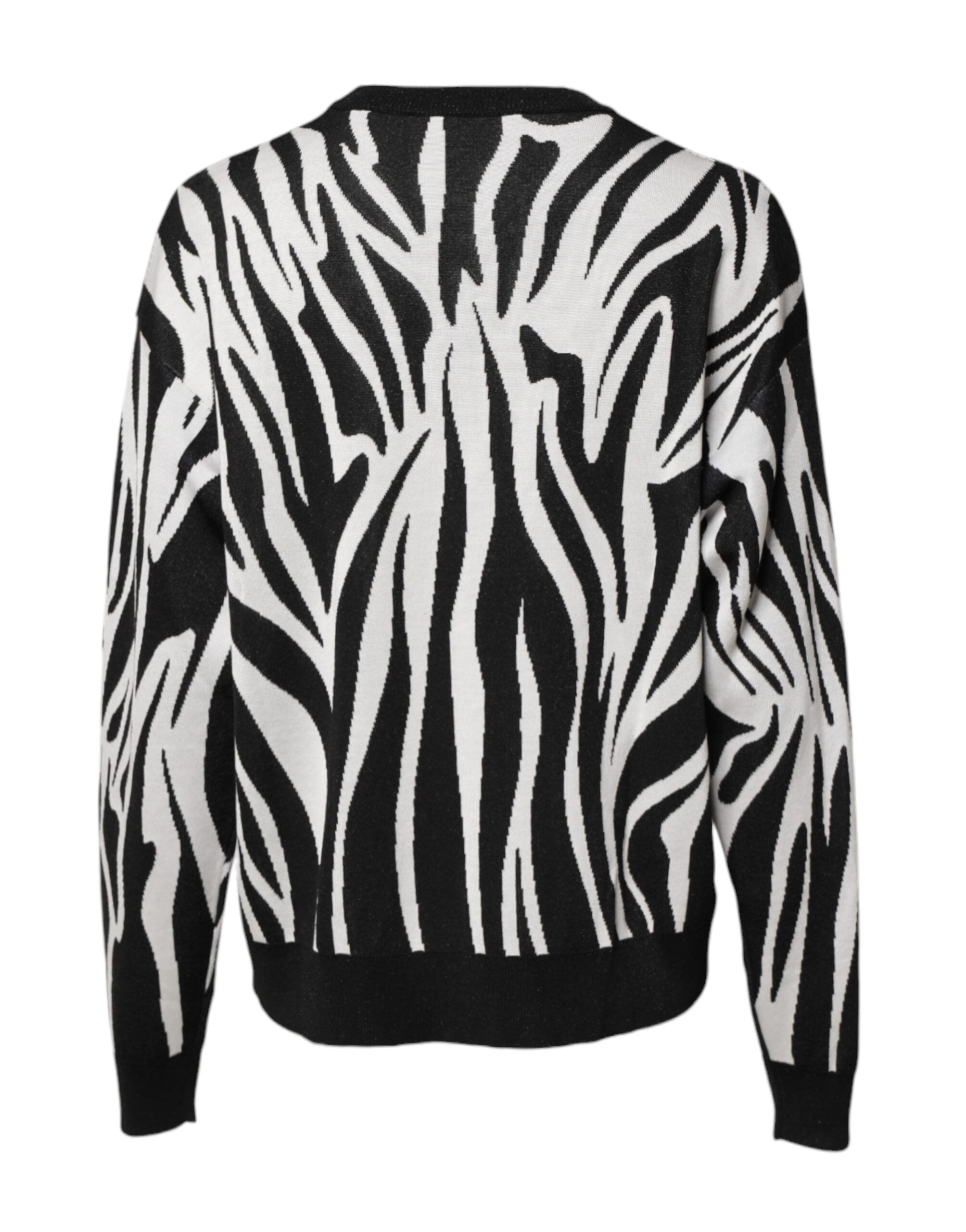 Dolce & Gabbana Schwarzer weißer Druck Frauen Pullover Sweater